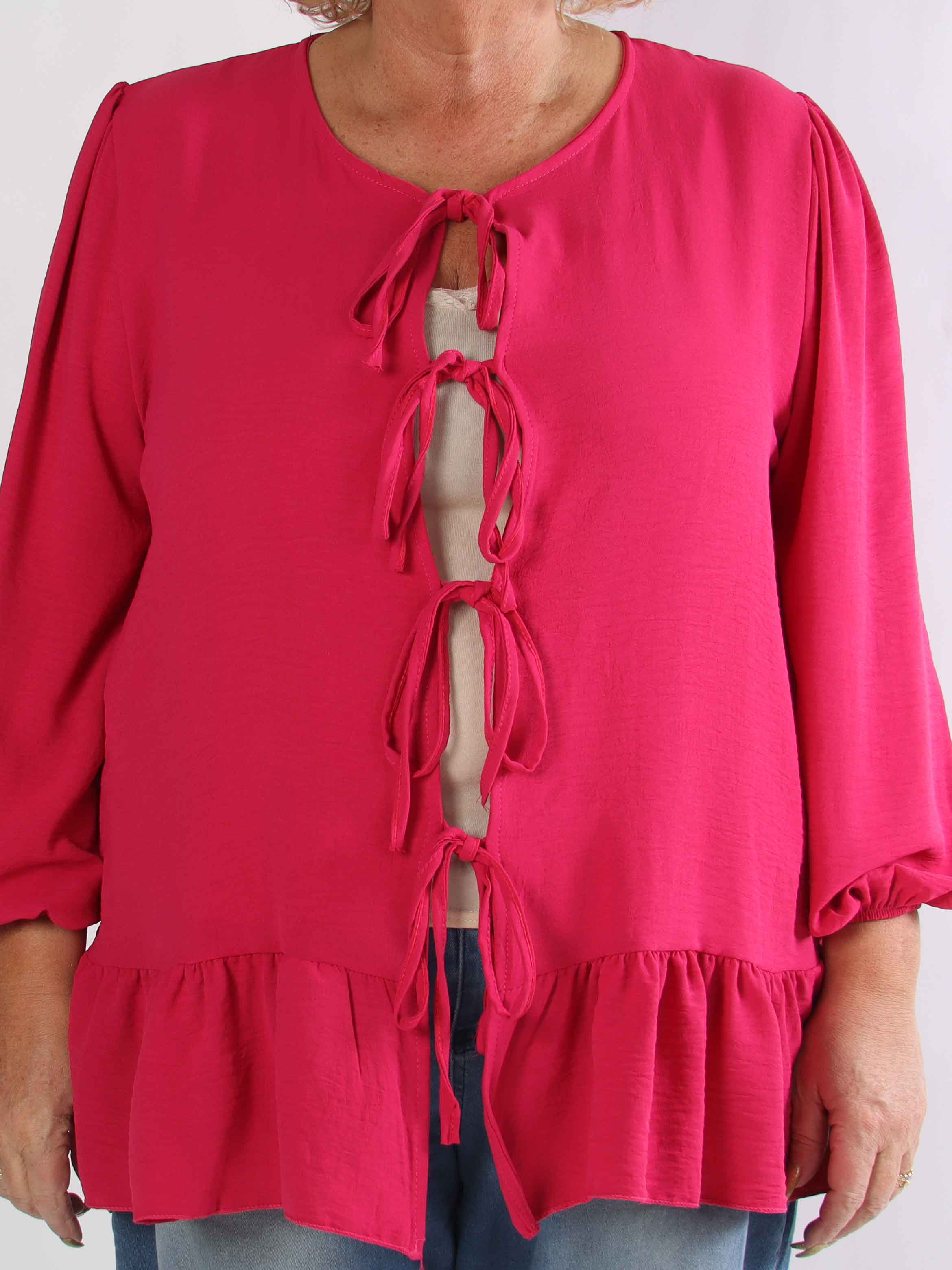 Leslie - Plus size tunika i viskose med fine sløjfer foran