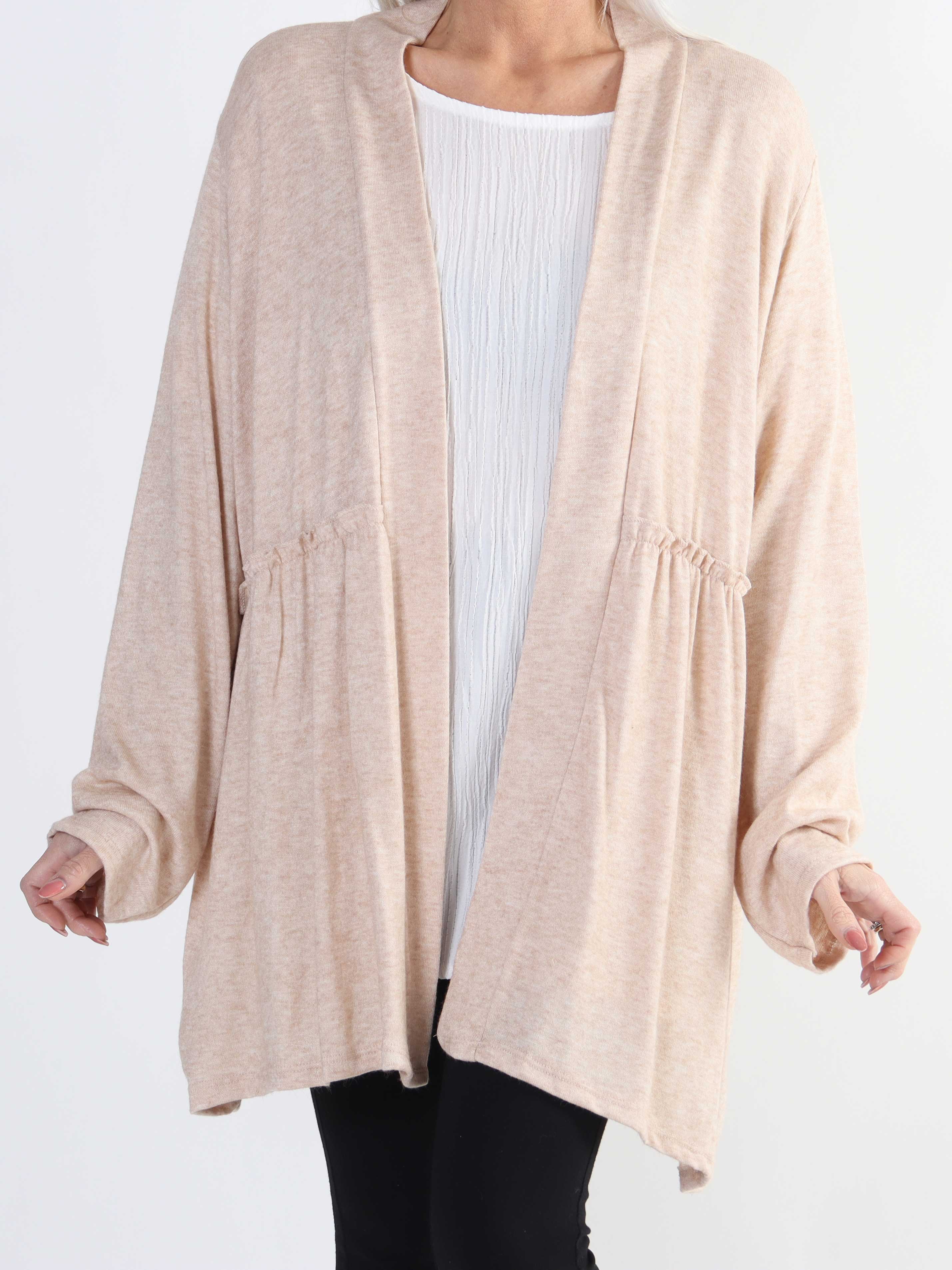 Lilja - Blød plus size cardigan med lille flæsekant