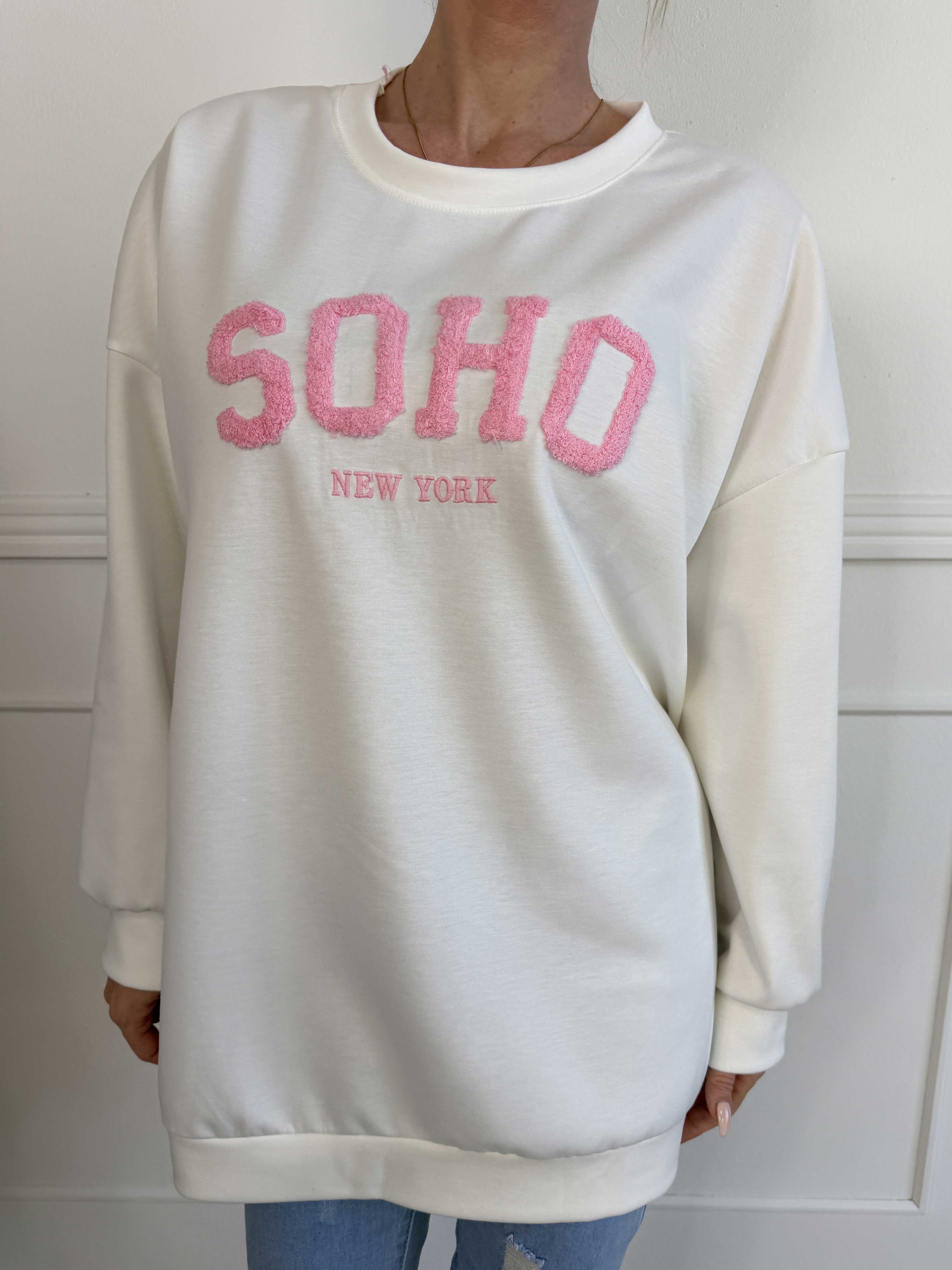 Lindsay - Blød sweatshirt med SOHO skrevet på brystet