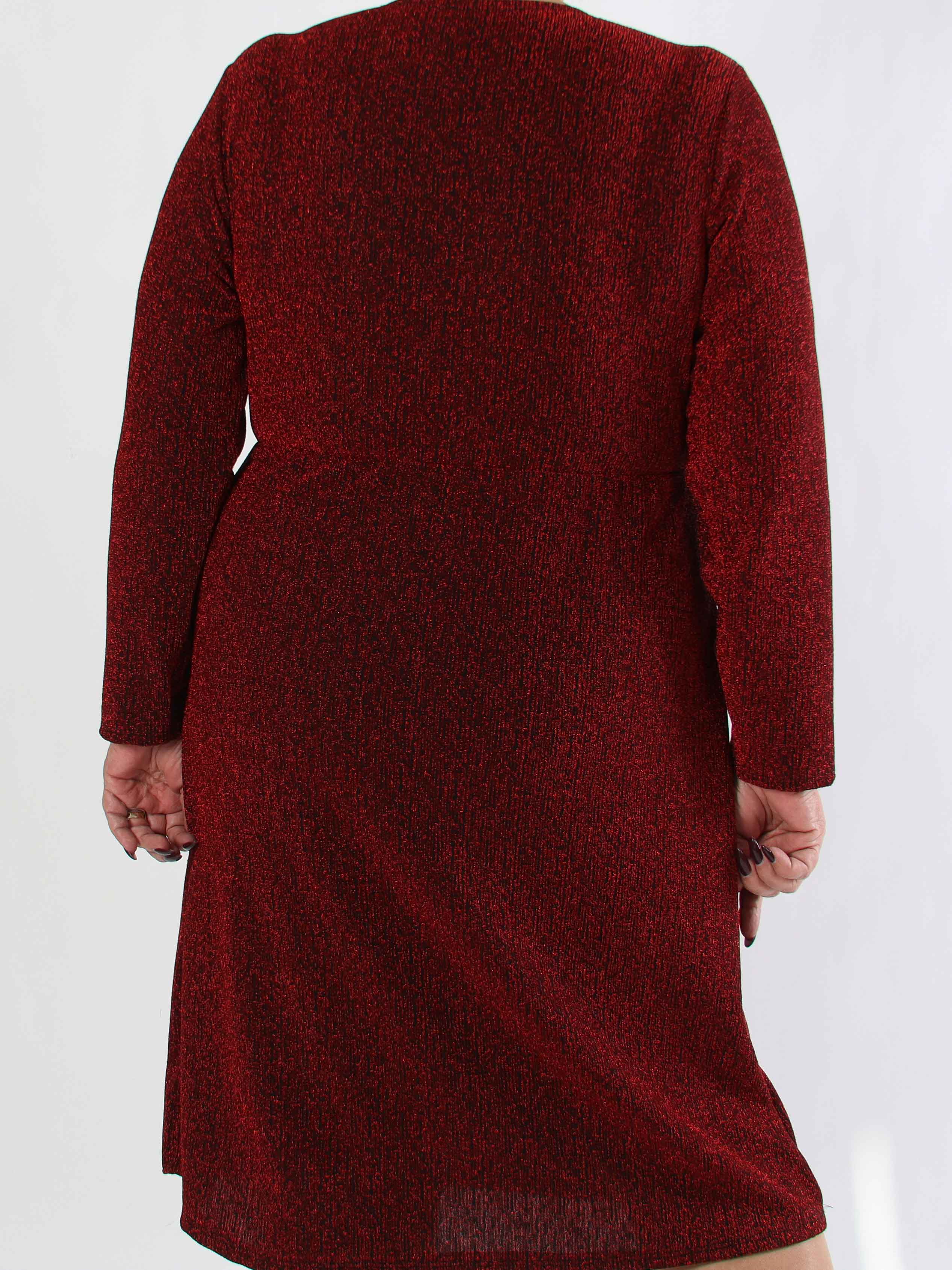 Lina - Plus size kjole med glimmertråde og krydsdetalje ved brystet