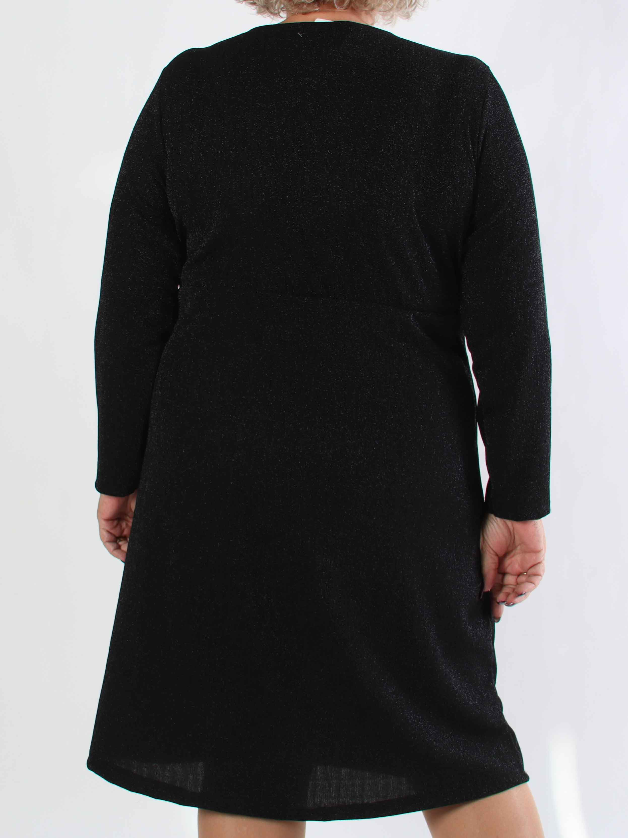 Lina - Plus size kjole med glimmertråde og krydsdetalje ved brystet