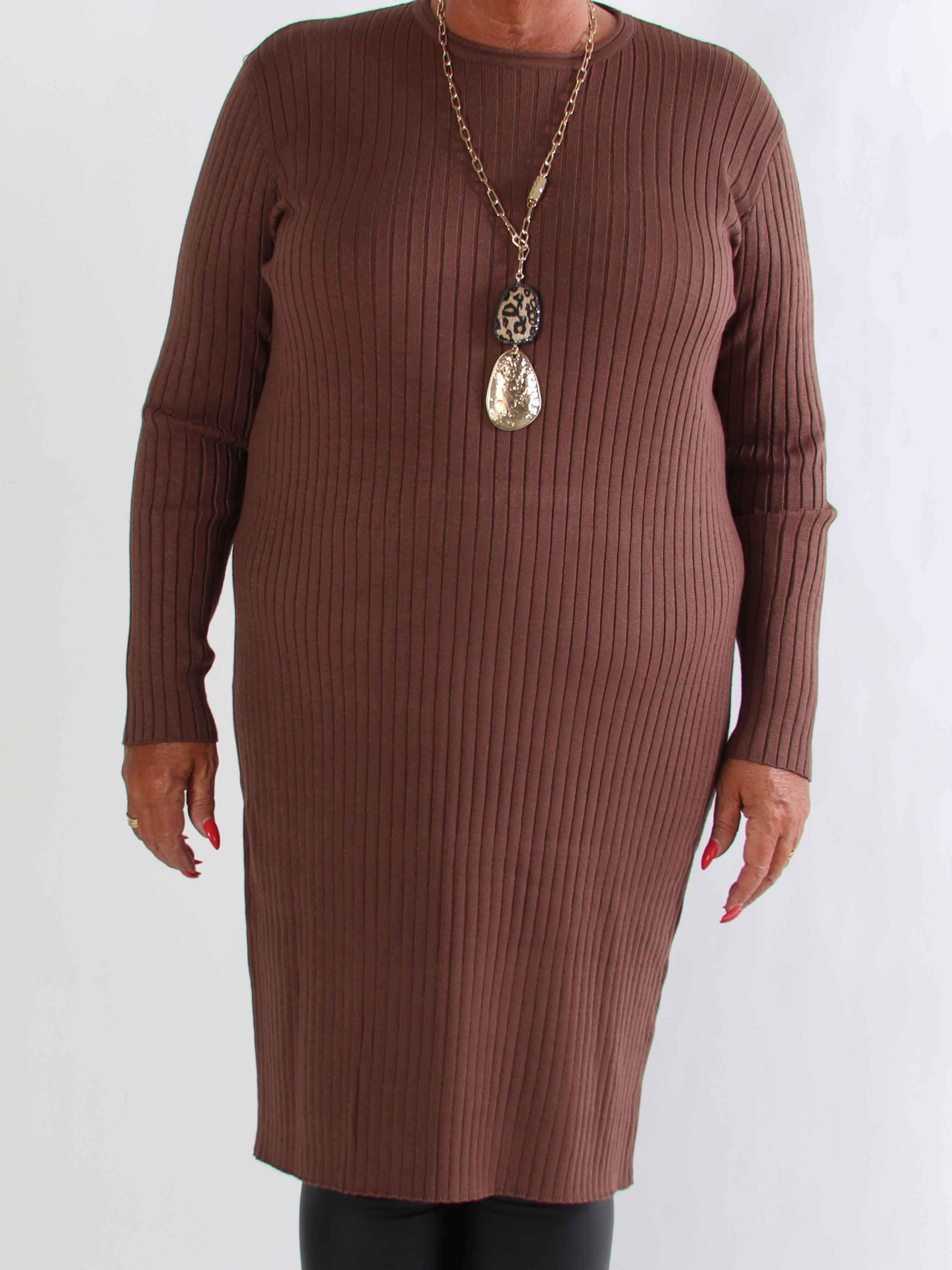 Livunn - Blød elastisk strikkjole med rib