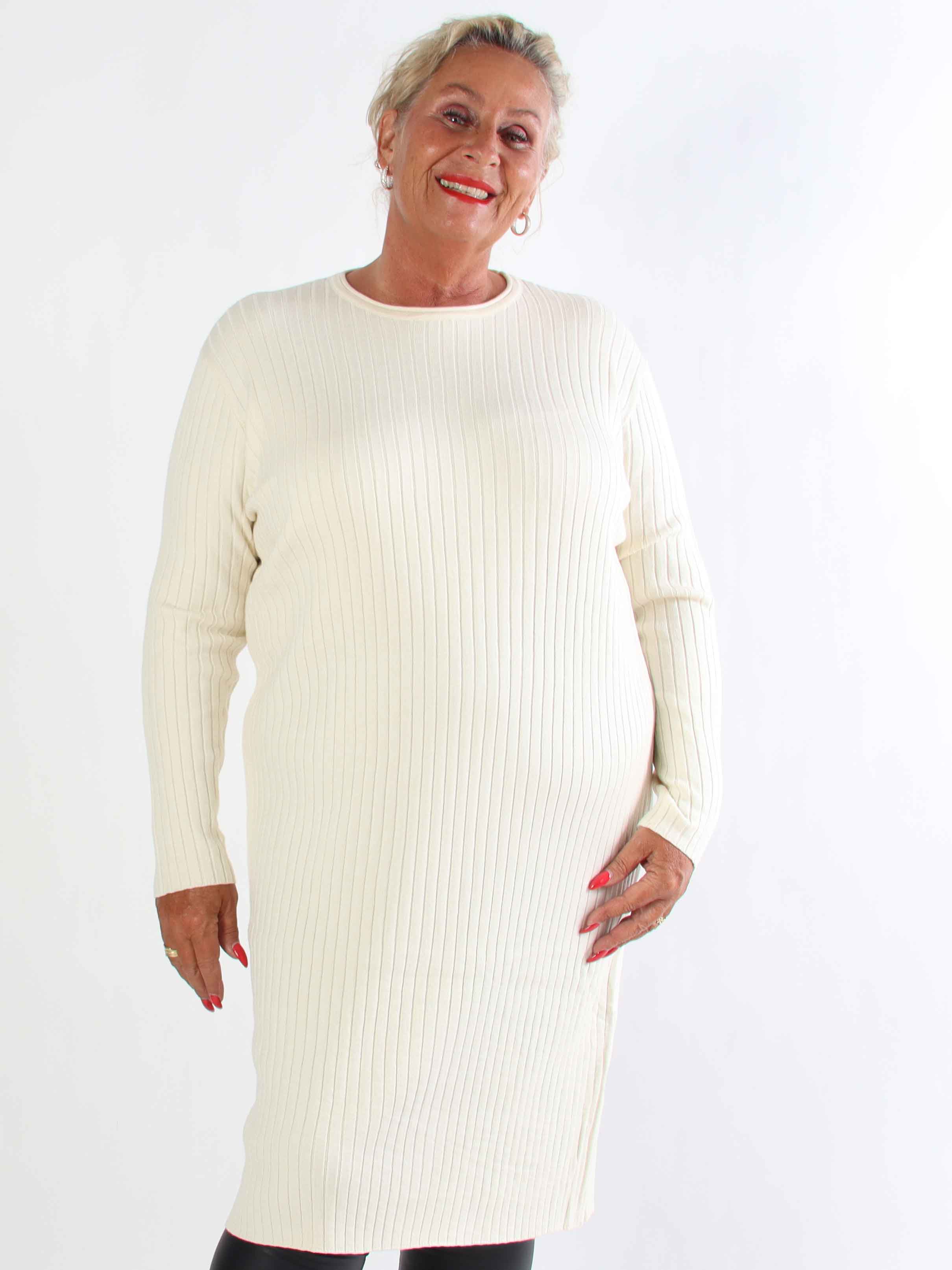 Livunn - Blød elastisk strikkjole med rib