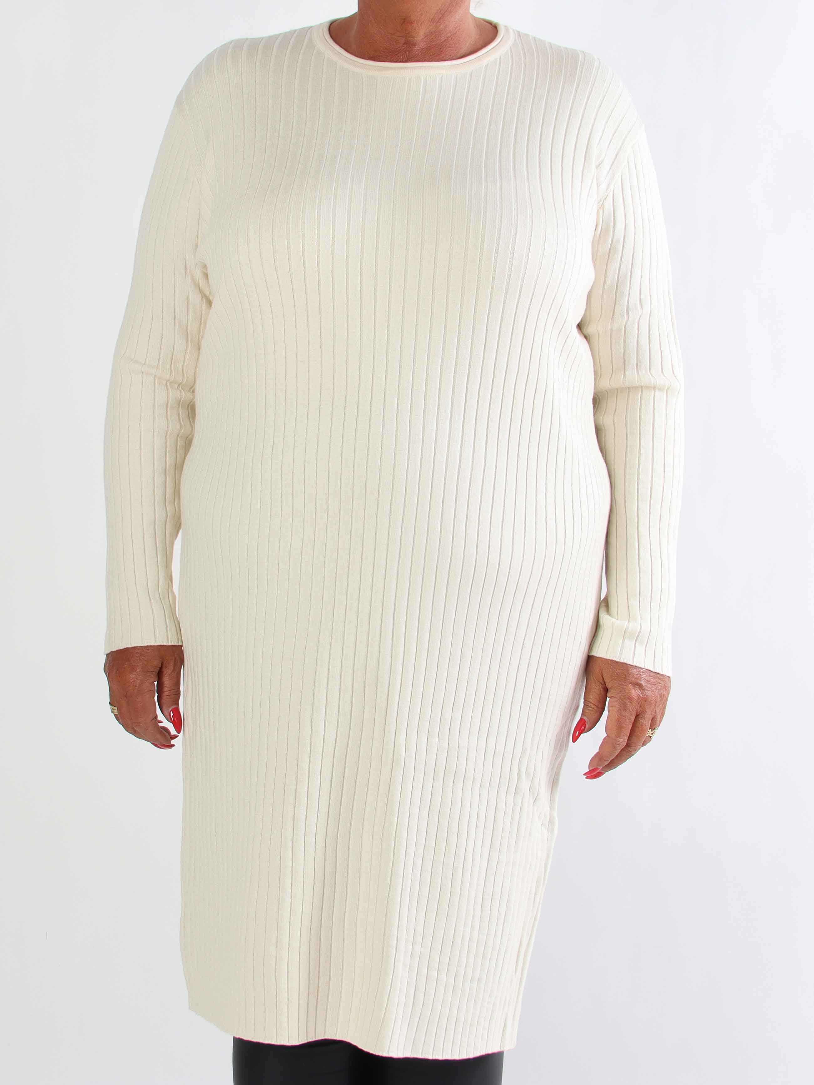 Livunn - Blød elastisk strikkjole med rib