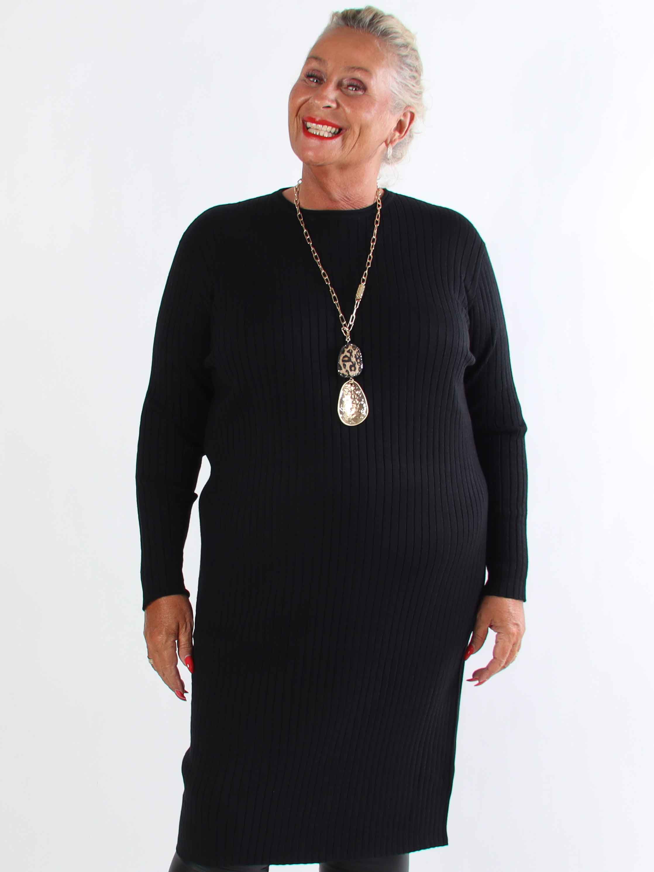 Livunn - Blød elastisk strikkjole med rib