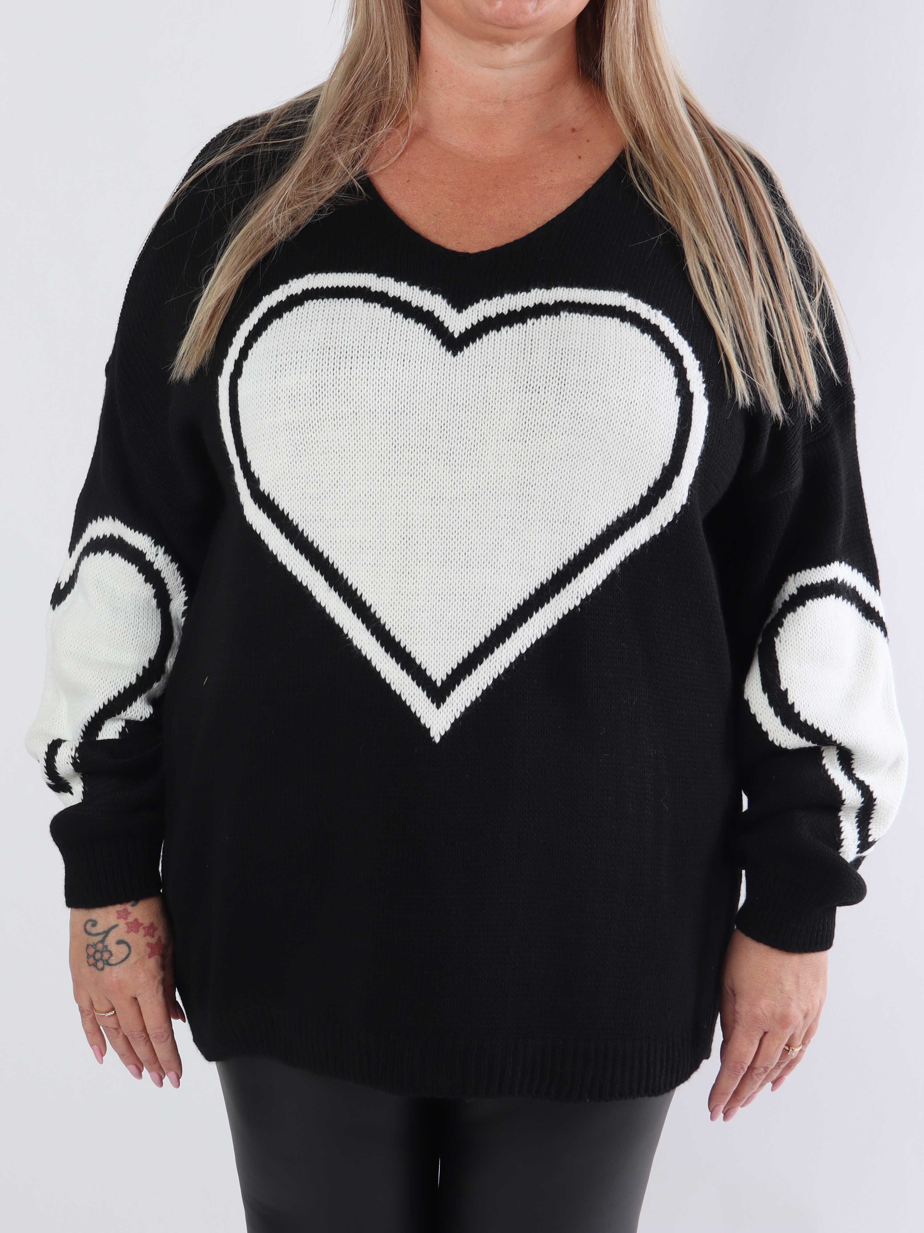 Lorena - Plus size strikbluse med stort hjerte