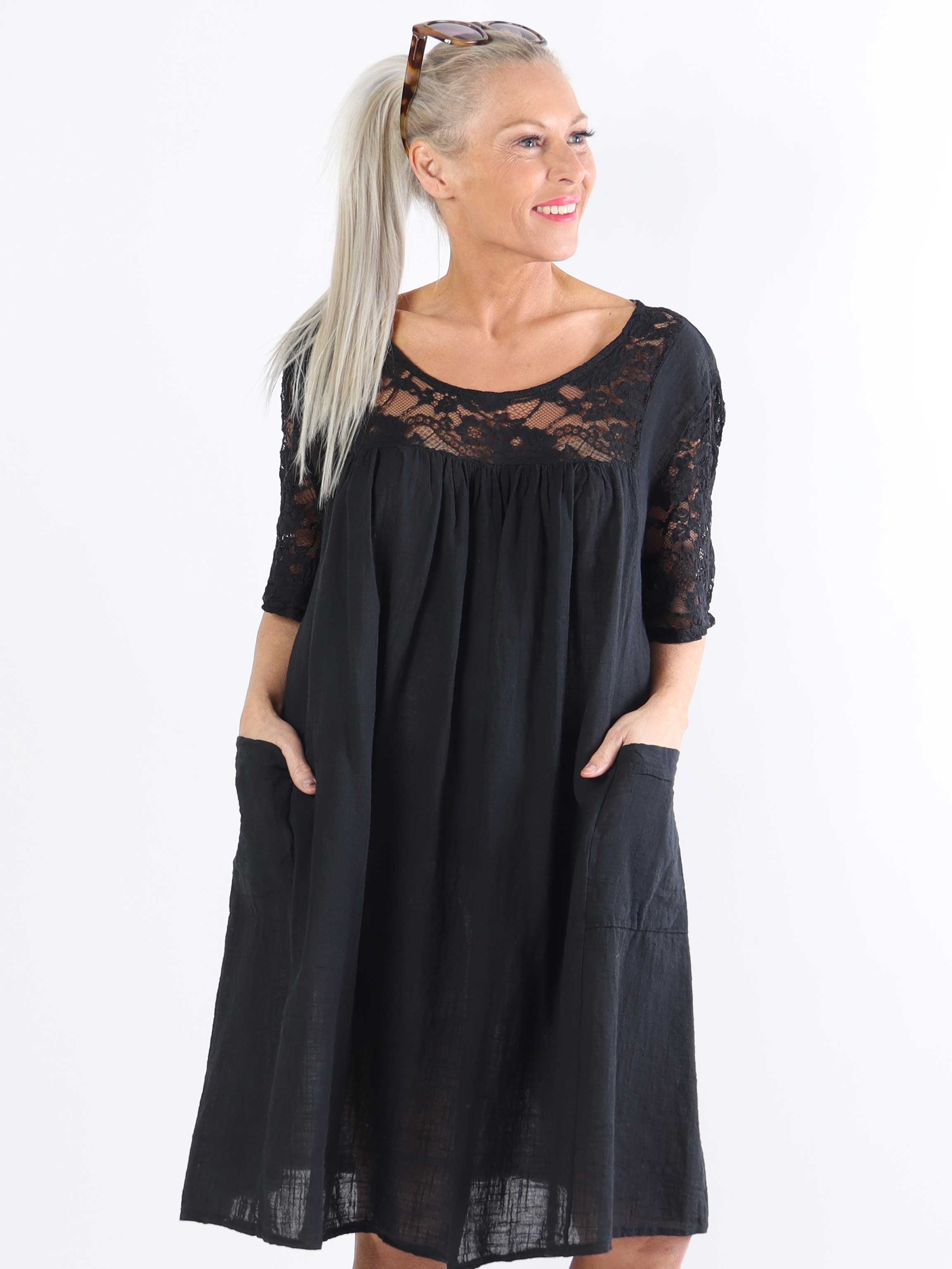 Lovisa - Sød plussize bomuldskjole med lommer