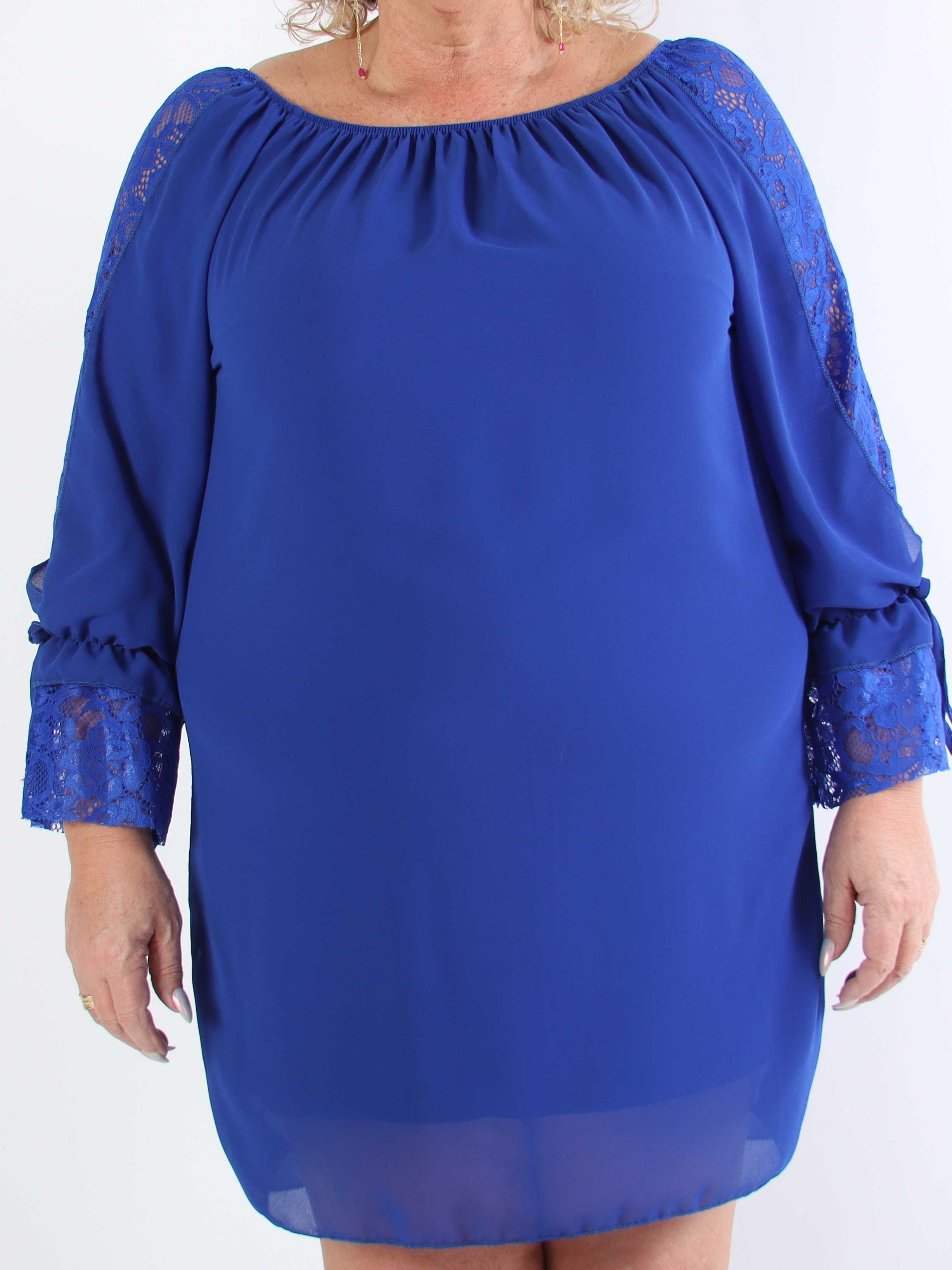 Lupita - Plussize tunikakjole med blondeærmer