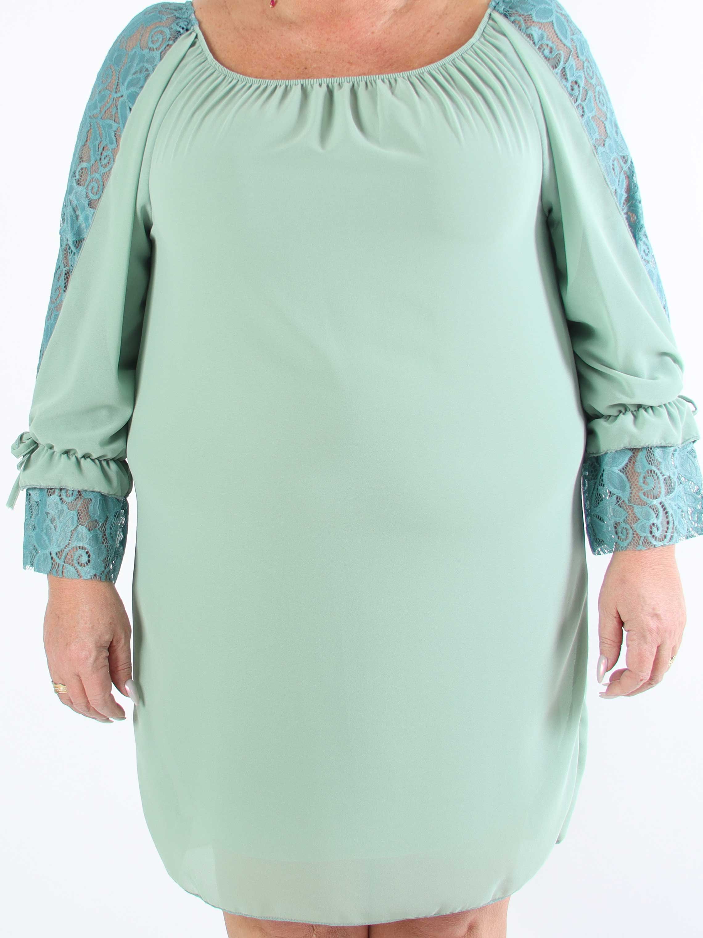 Lupita - Plussize tunikakjole med blondeærmer