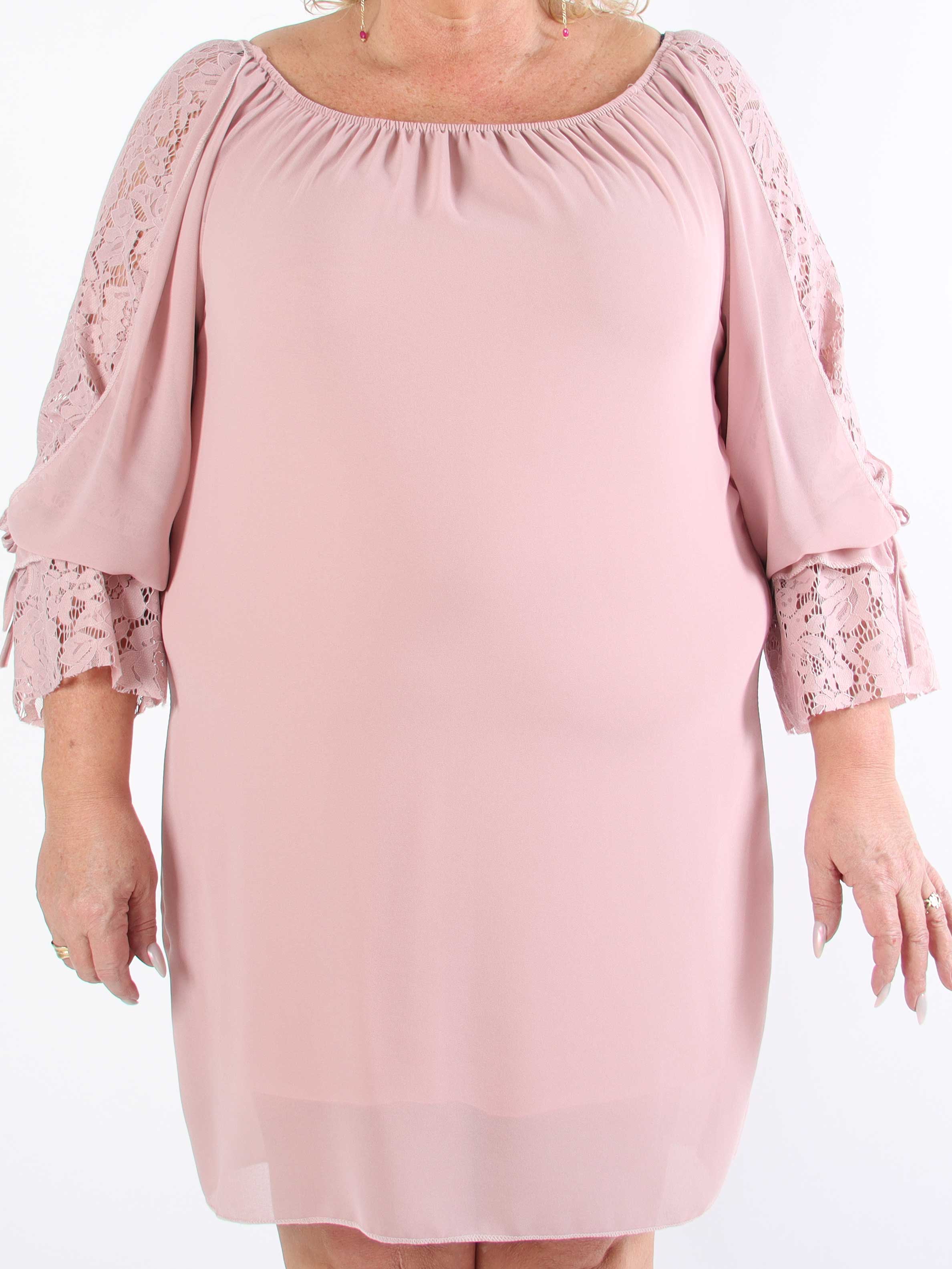 Lupita - Plussize tunikakjole med blondeærmer