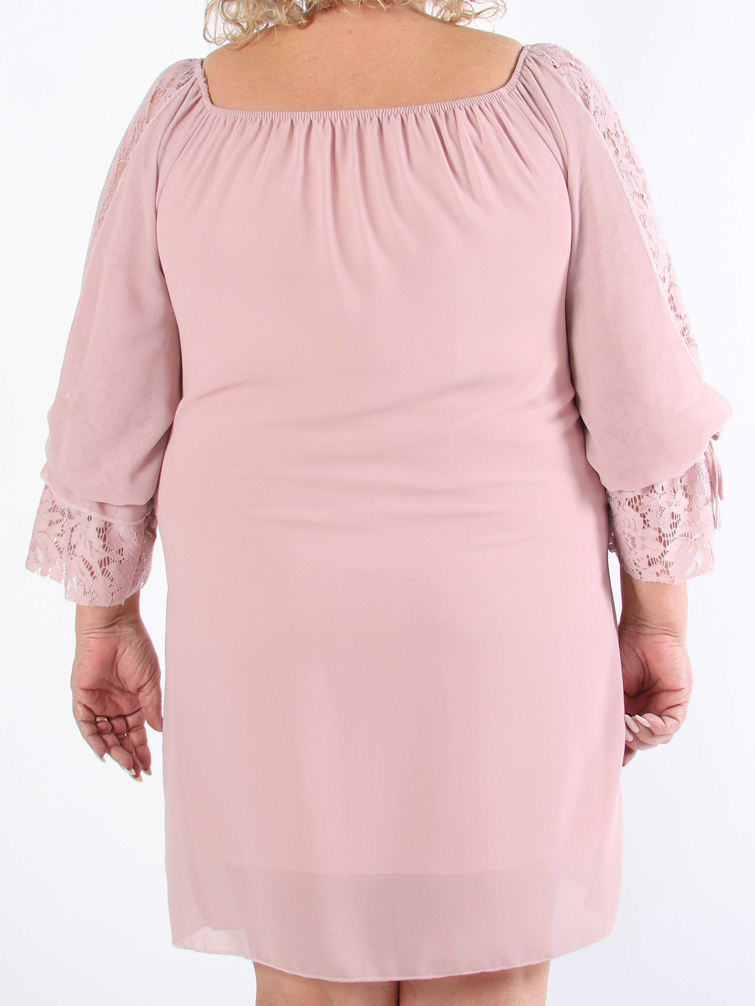Lupita - Plussize tunikakjole med blondeærmer