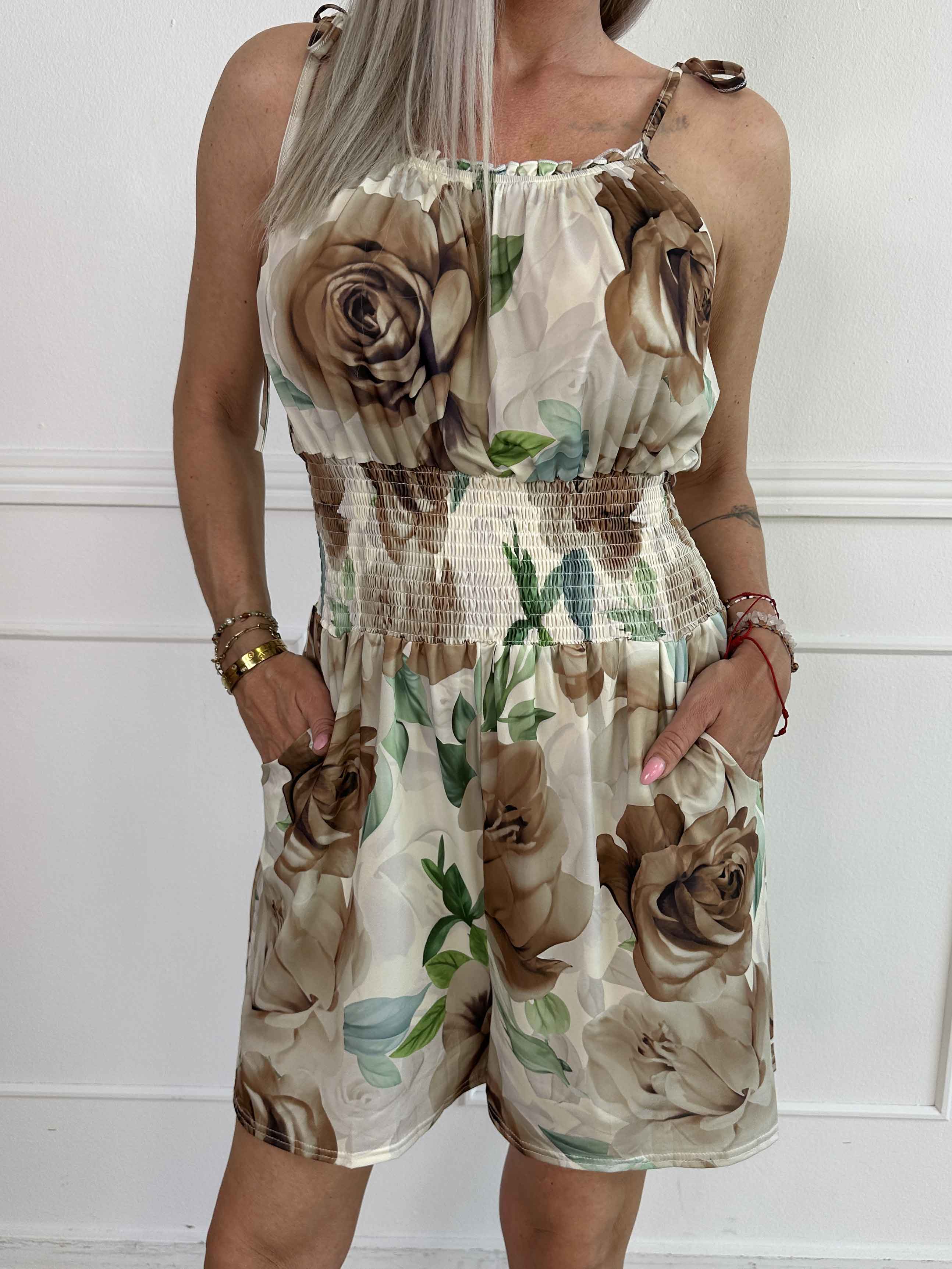 Lyra - Elastisk buksedragt med smock i taljen