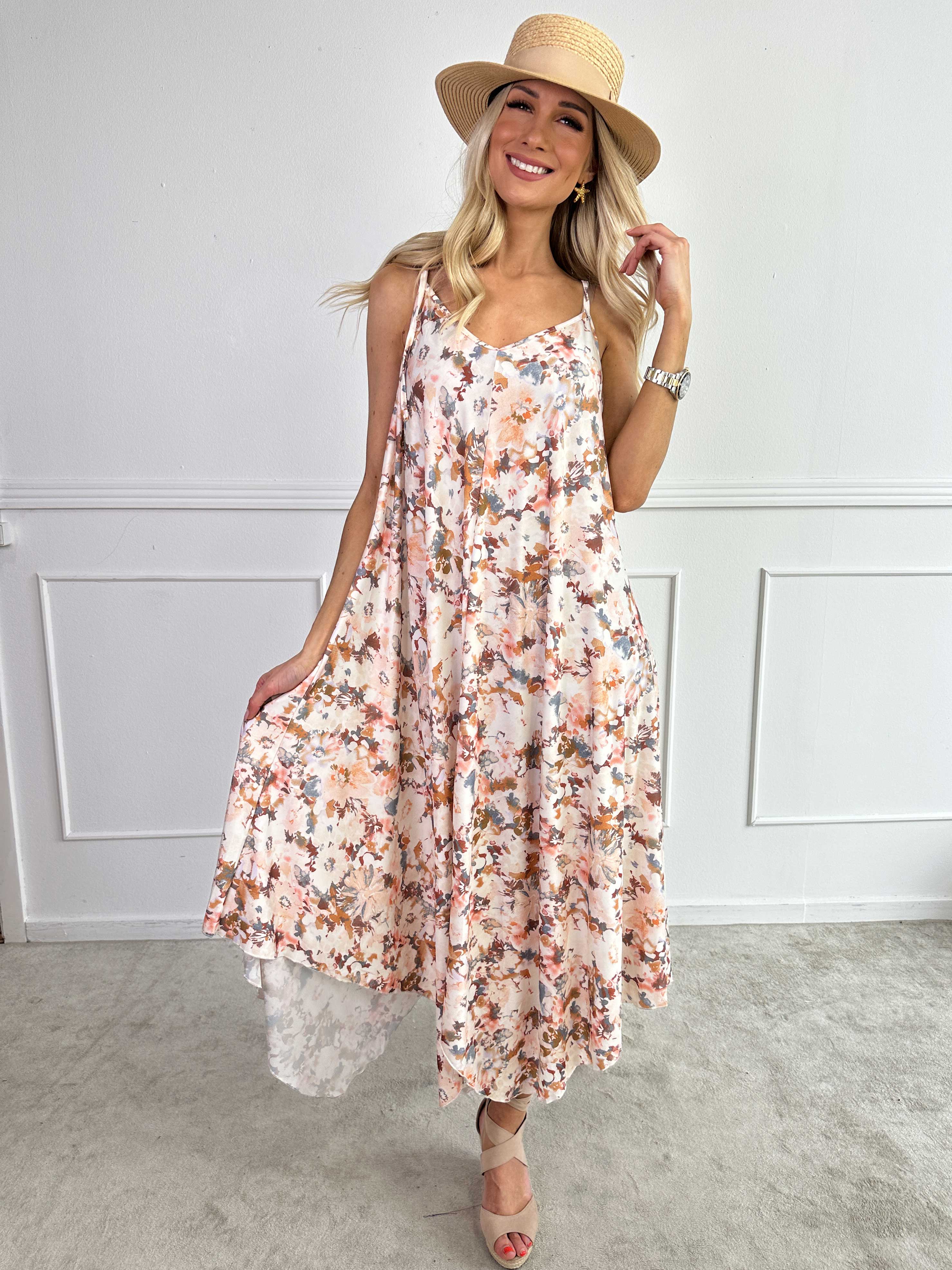 Maisie Flower - Stropkjole i elastisk stof med blomsterprint