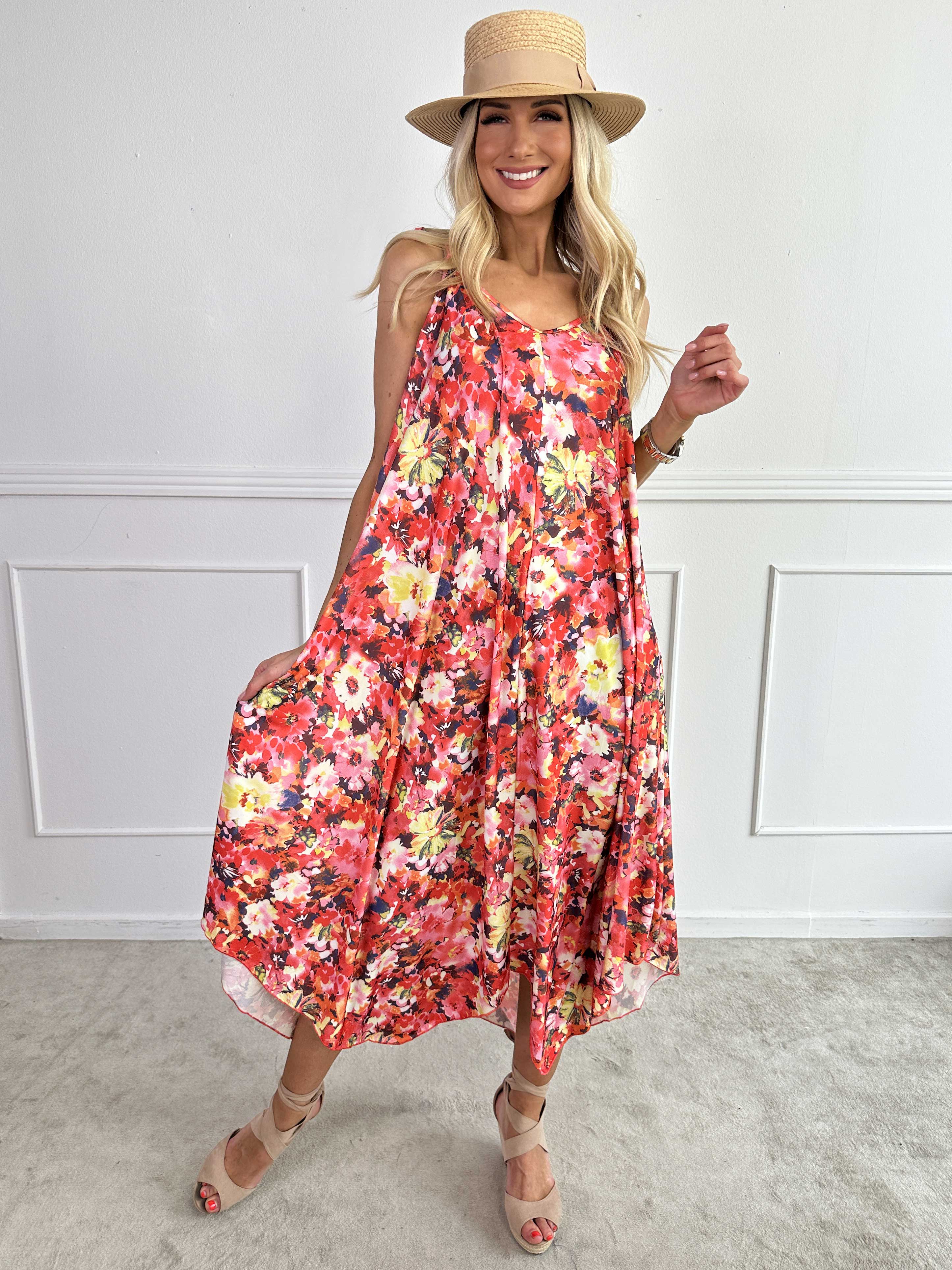 Maisie Flower - Stropkjole i elastisk stof med blomsterprint