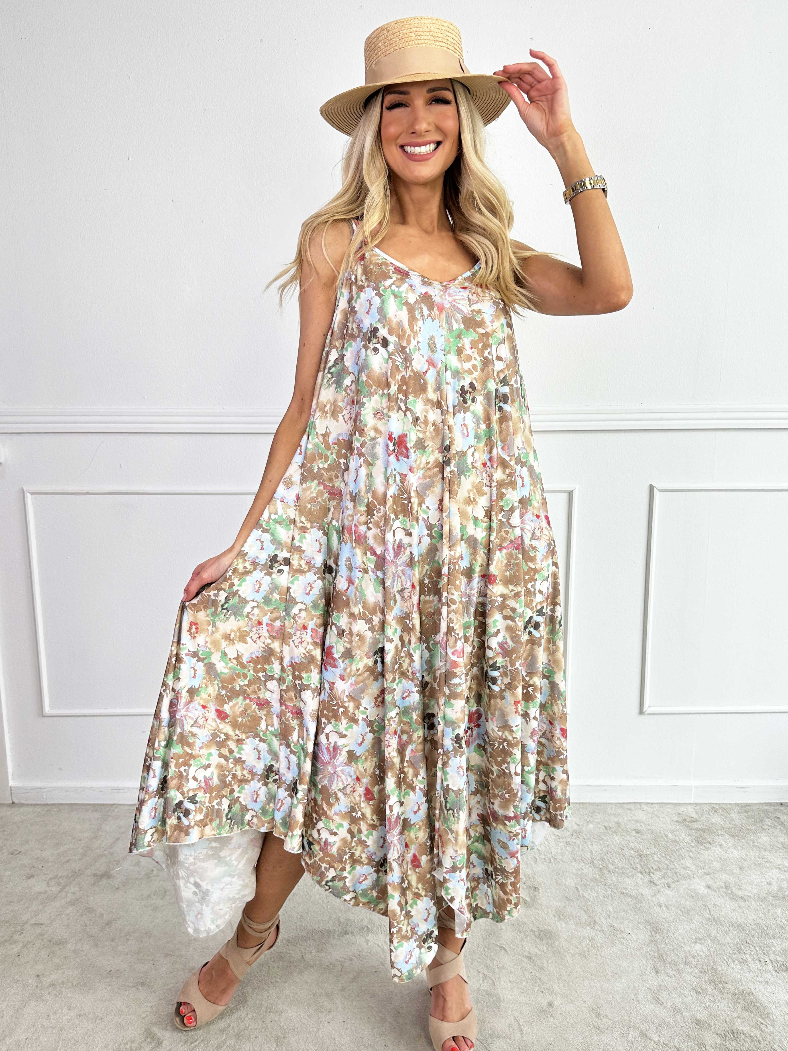 Maisie Flower - Stropkjole i elastisk stof med blomsterprint