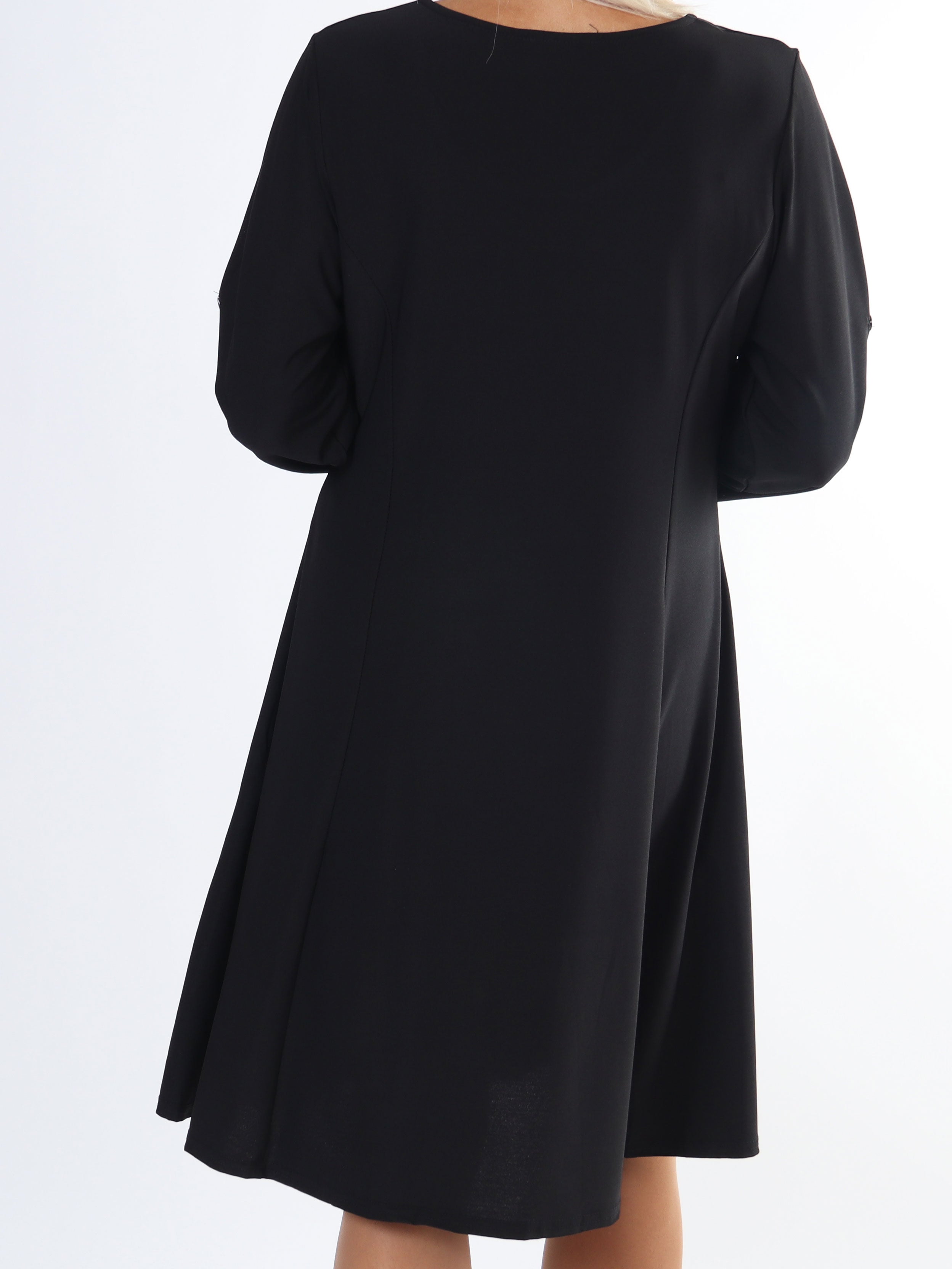 Maj Plain L/S - Elastisk plus size ensfarvet kjole