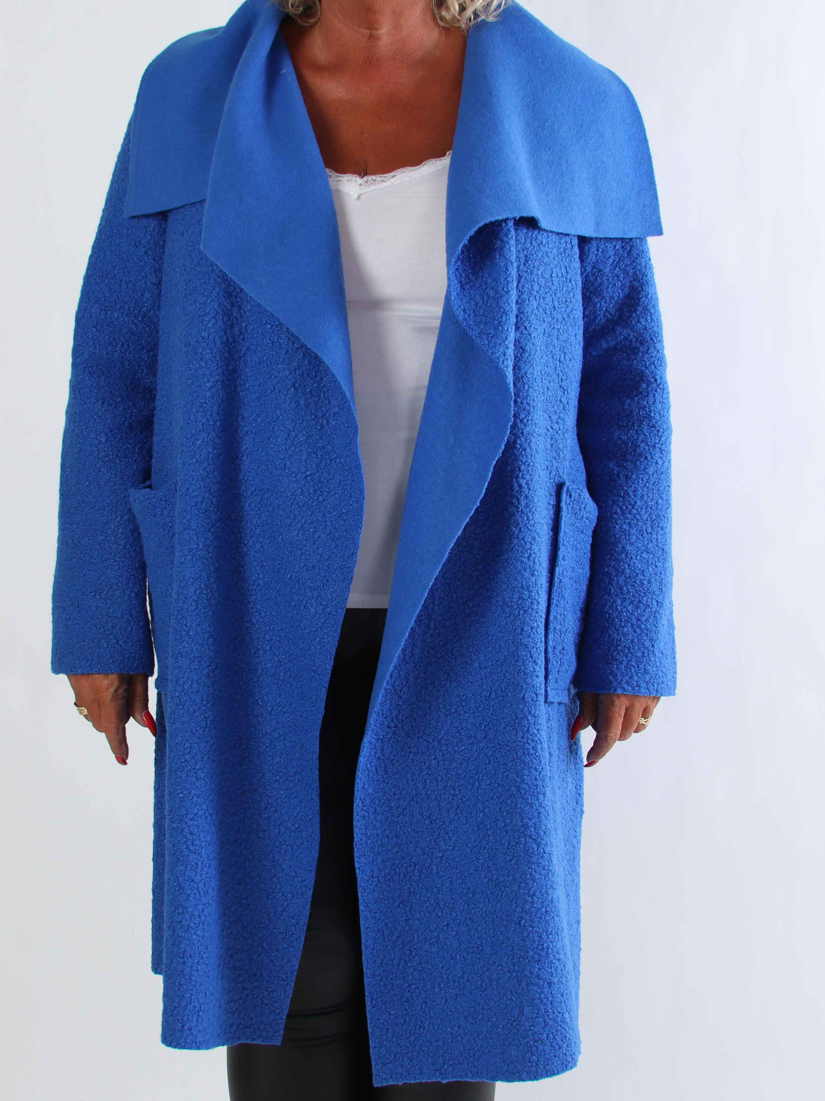 Malfrid - Plus size frakke i blød teddy med shiny stjerner