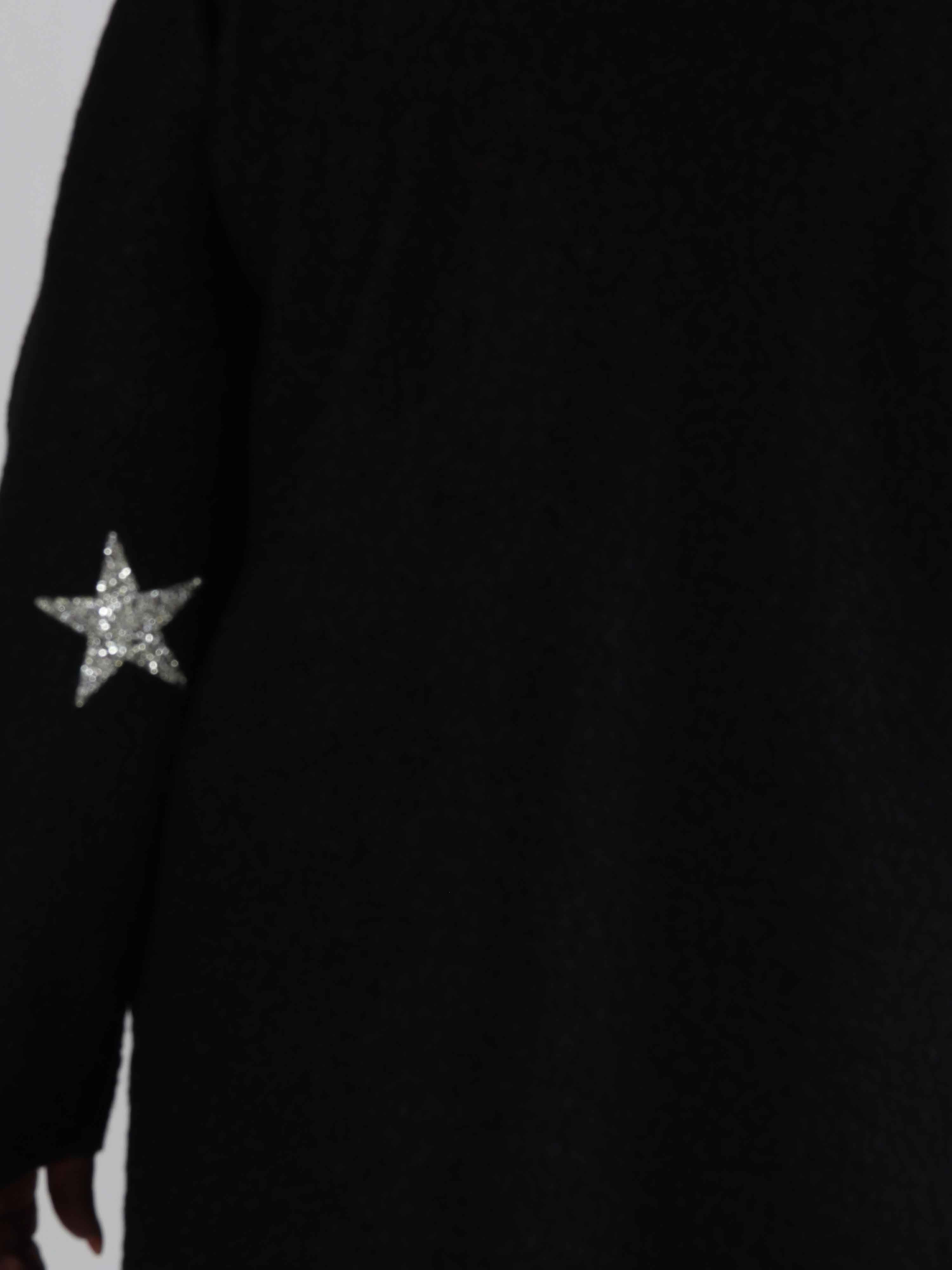 Malfrid - Plus size frakke i blød teddy med shiny stjerner