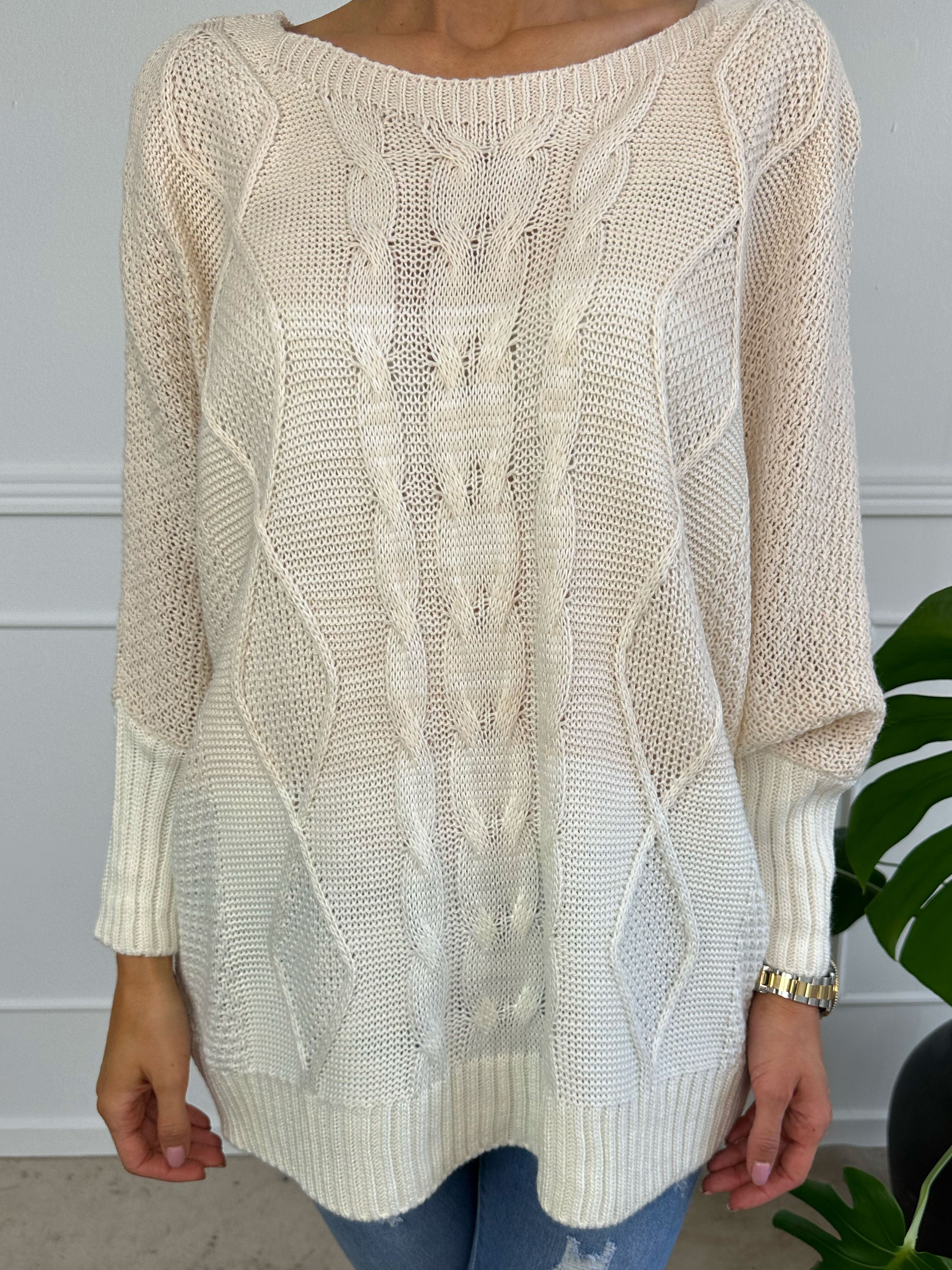 Malika - Flerfarvet strik med flagermusærmer