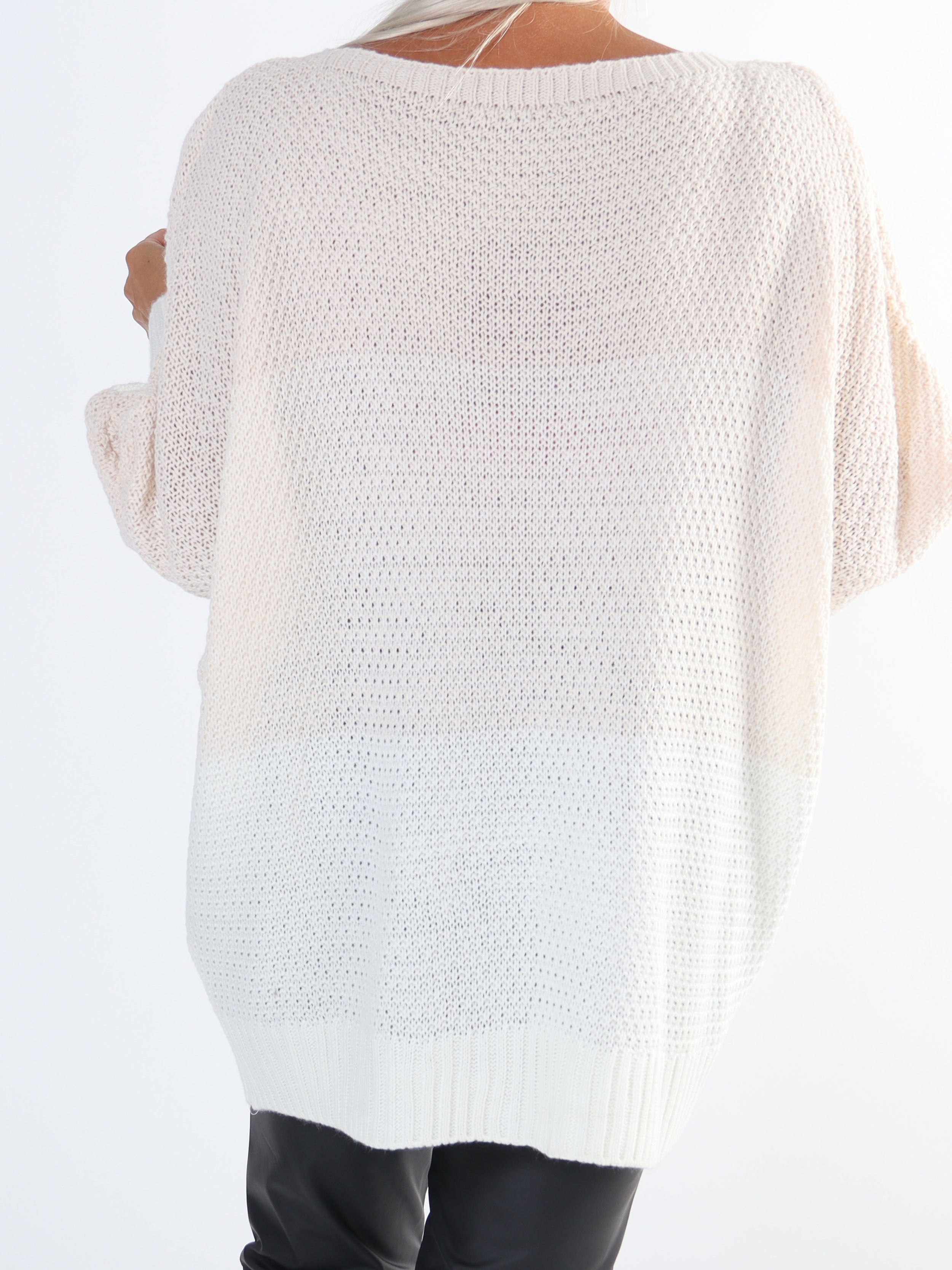 Malika - Flerfarvet plus size strik med flagermusærmer