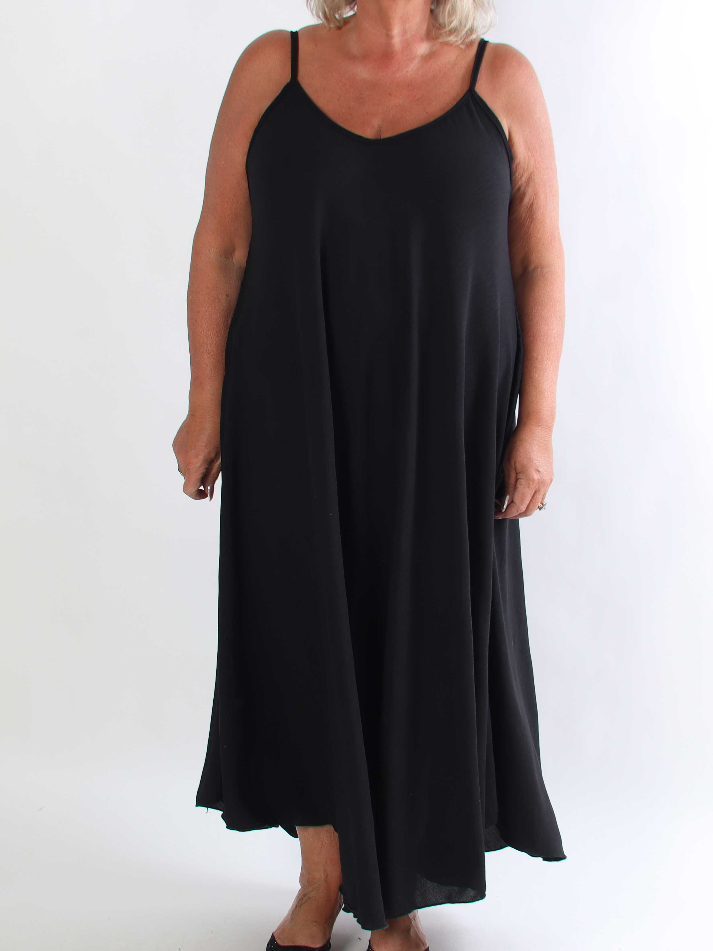 Marceline Long - Lang plus size stropkjole i viskose med A-facon