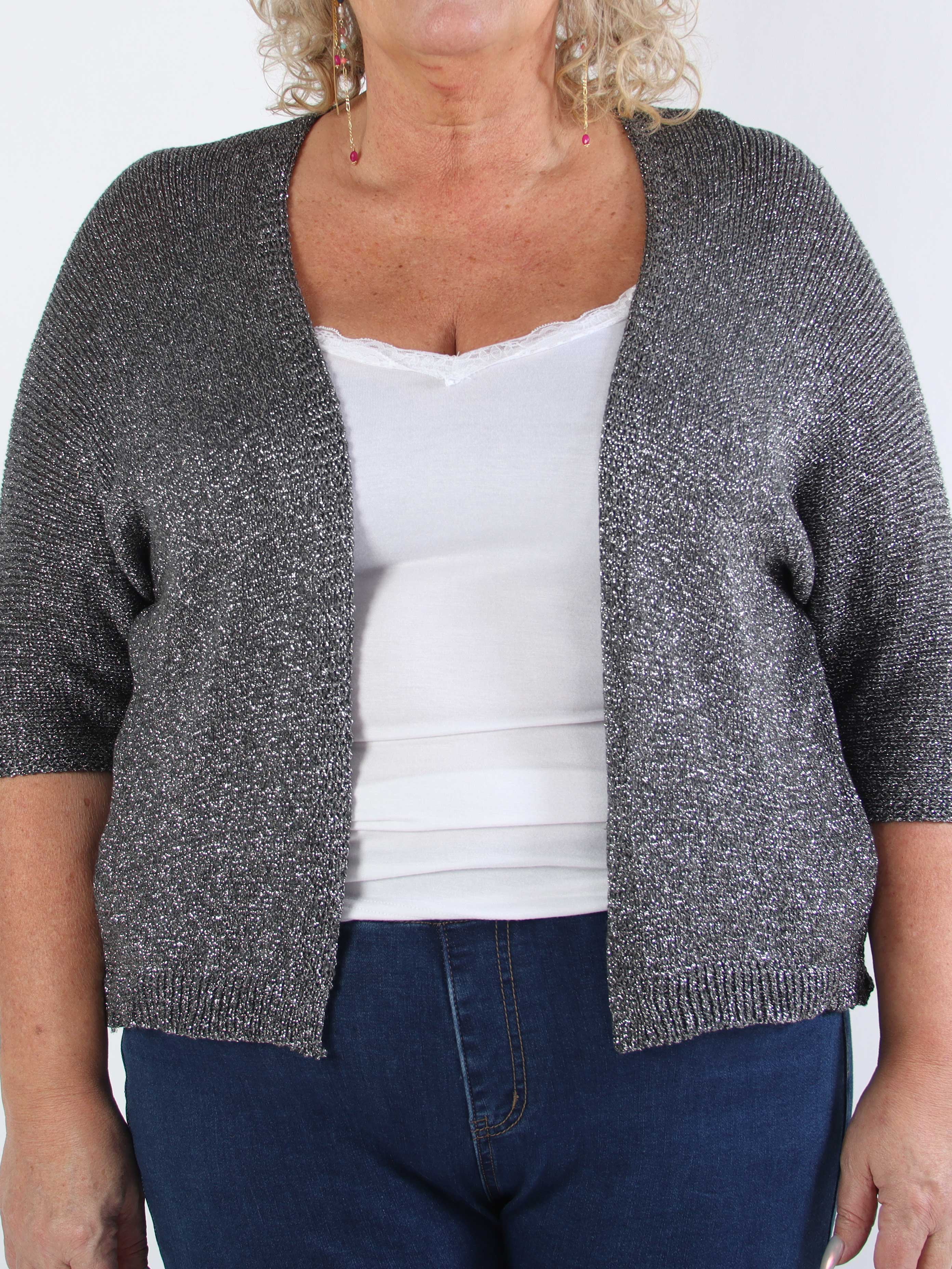 Mariela - Sød plus size cardigan i viskose med glimmertråde