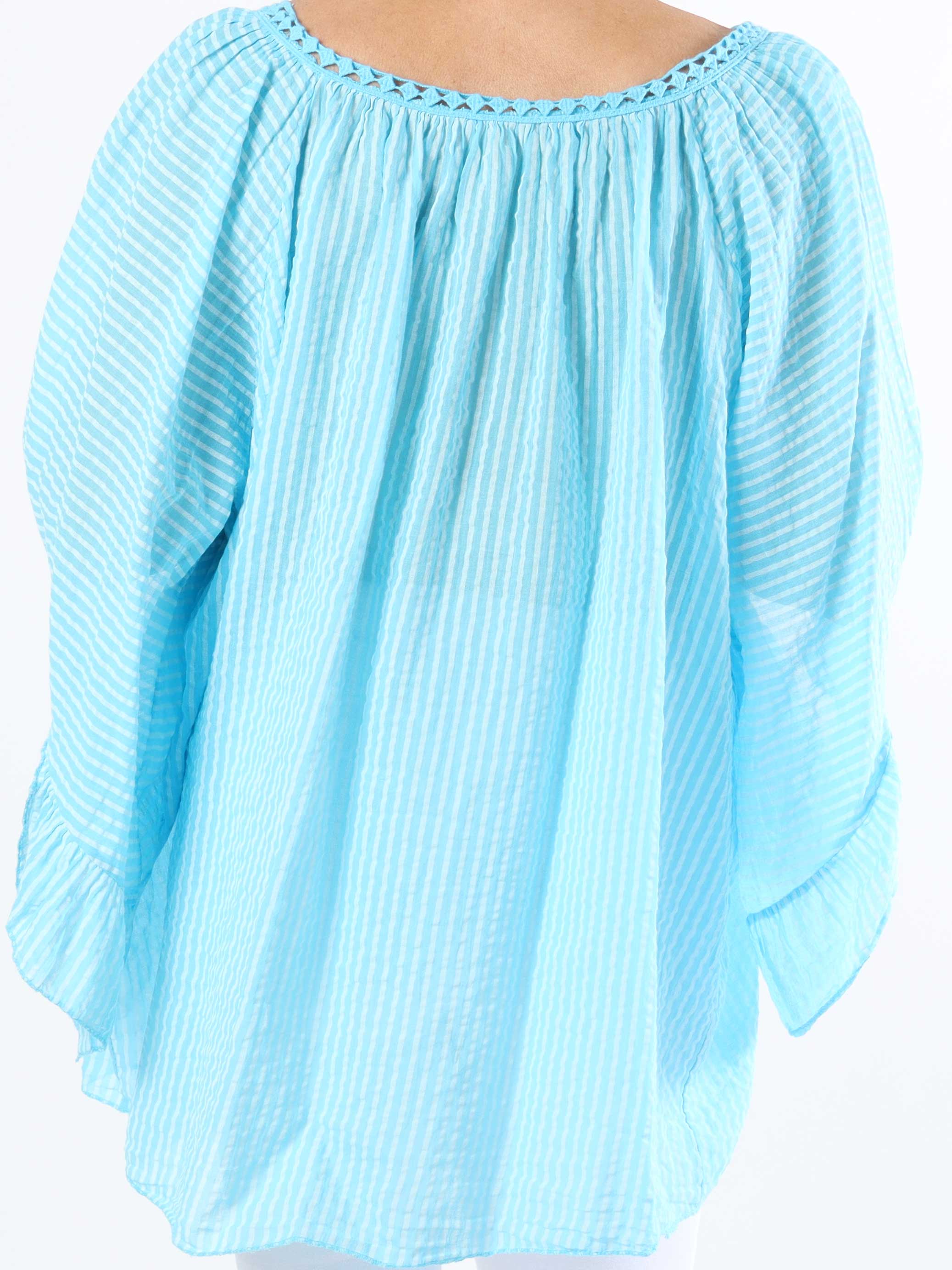 Marija - Sød stribet plus size tunika med smukke ærmer