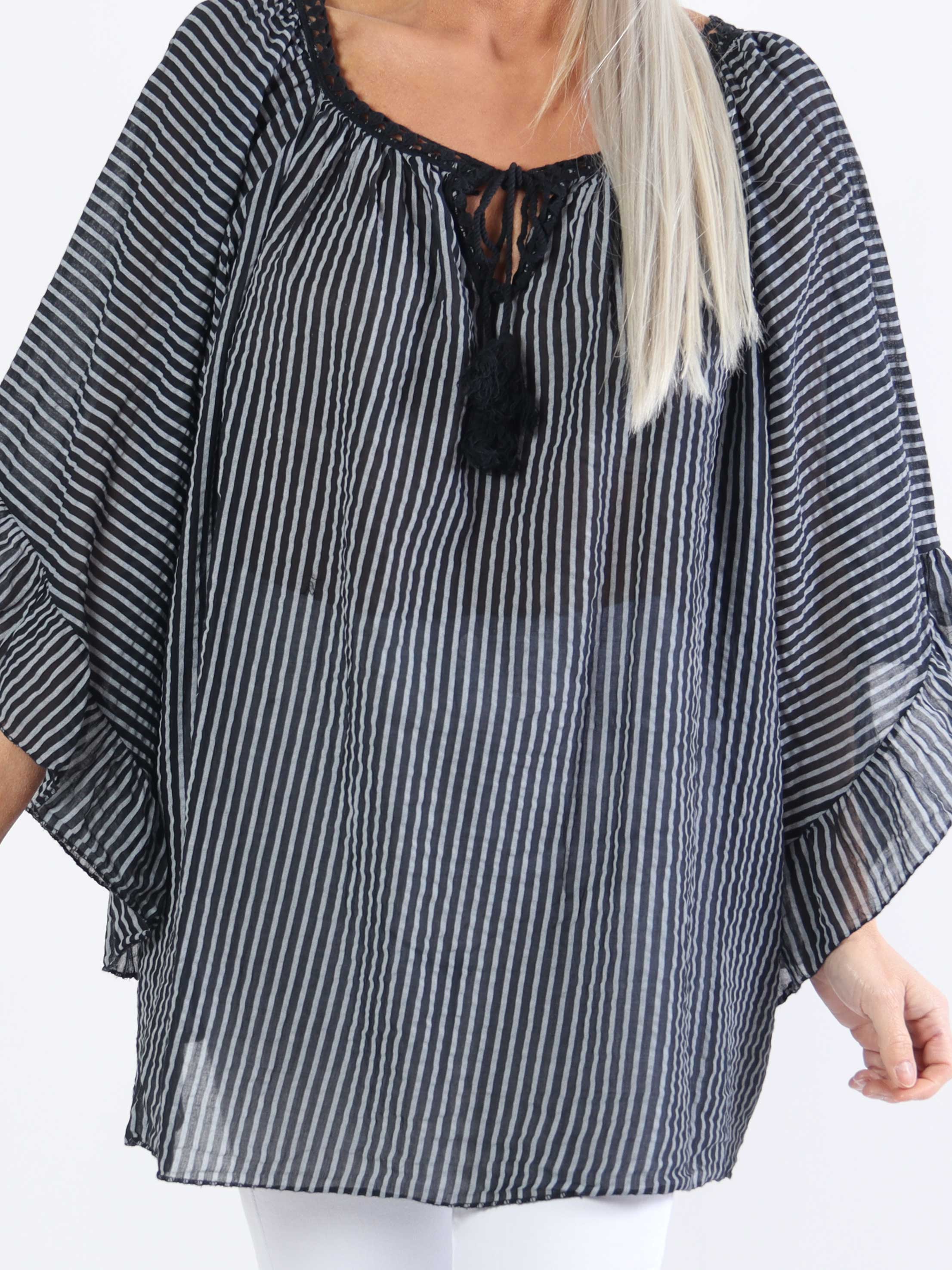 Marija - Sød stribet plus size tunika med smukke ærmer