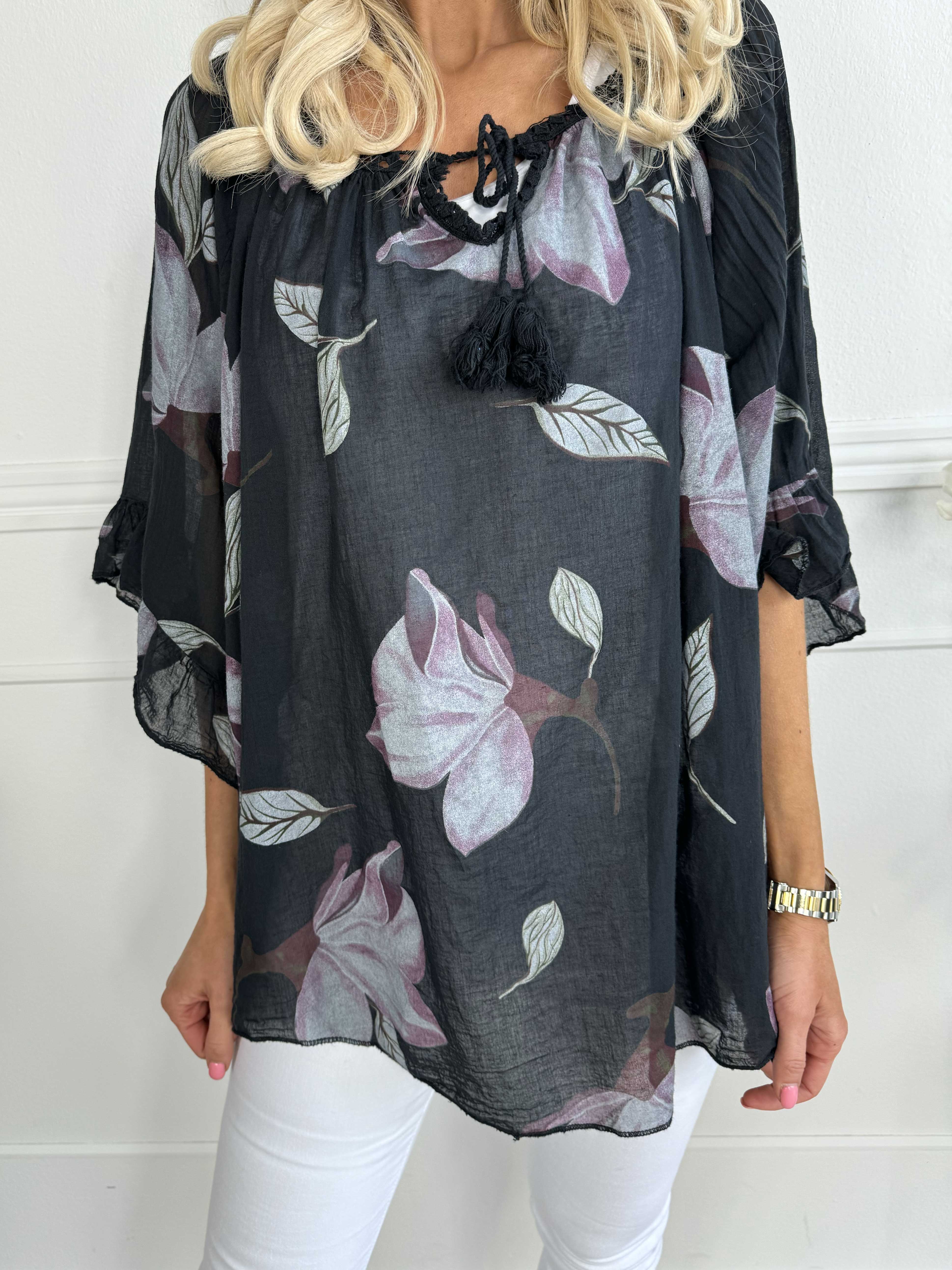 Marija flower - Sød blomstret tunika med smukke ærmer