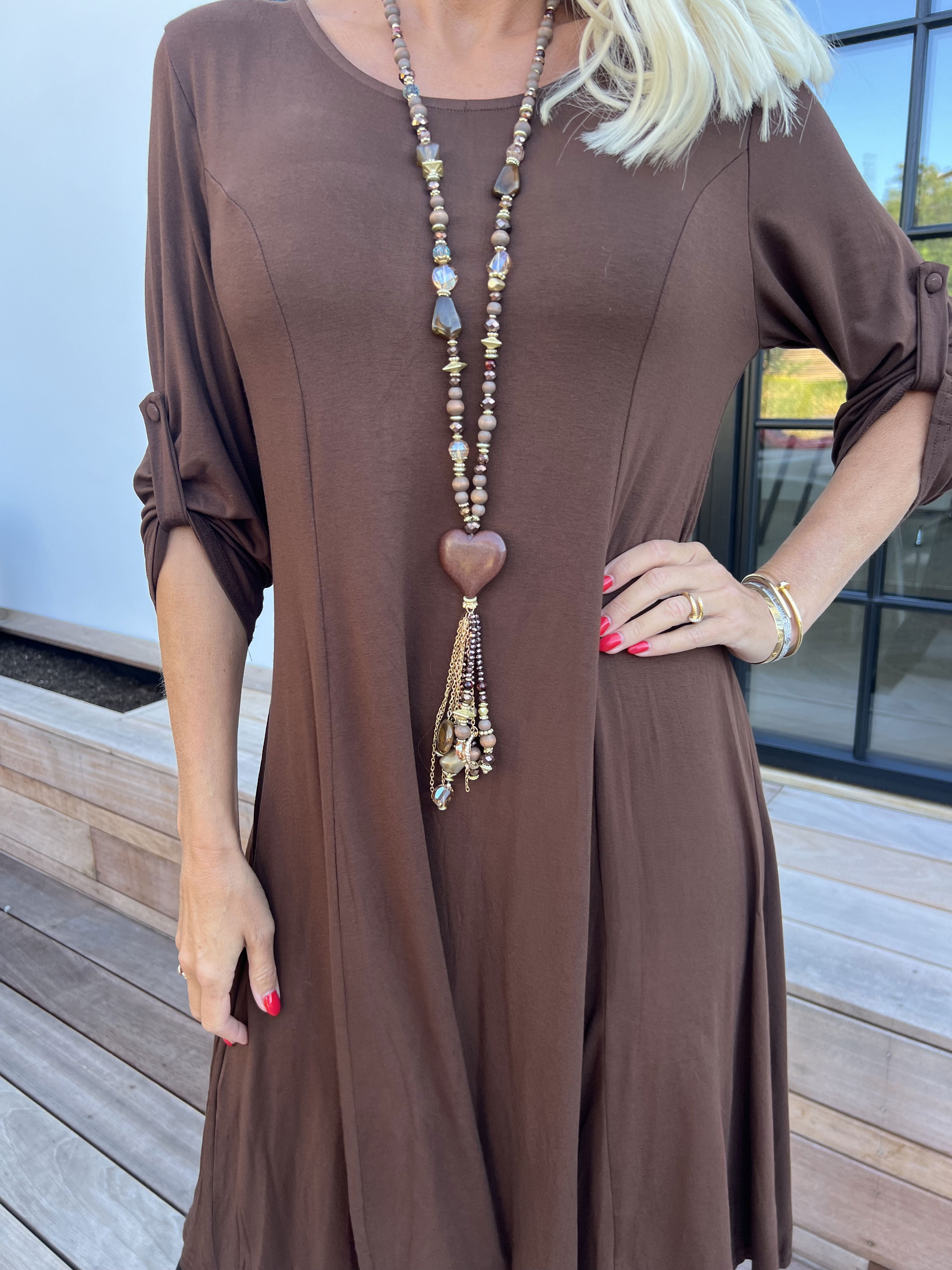 Marlene Plain - Ensfarvet kjole i viskose med a-facon