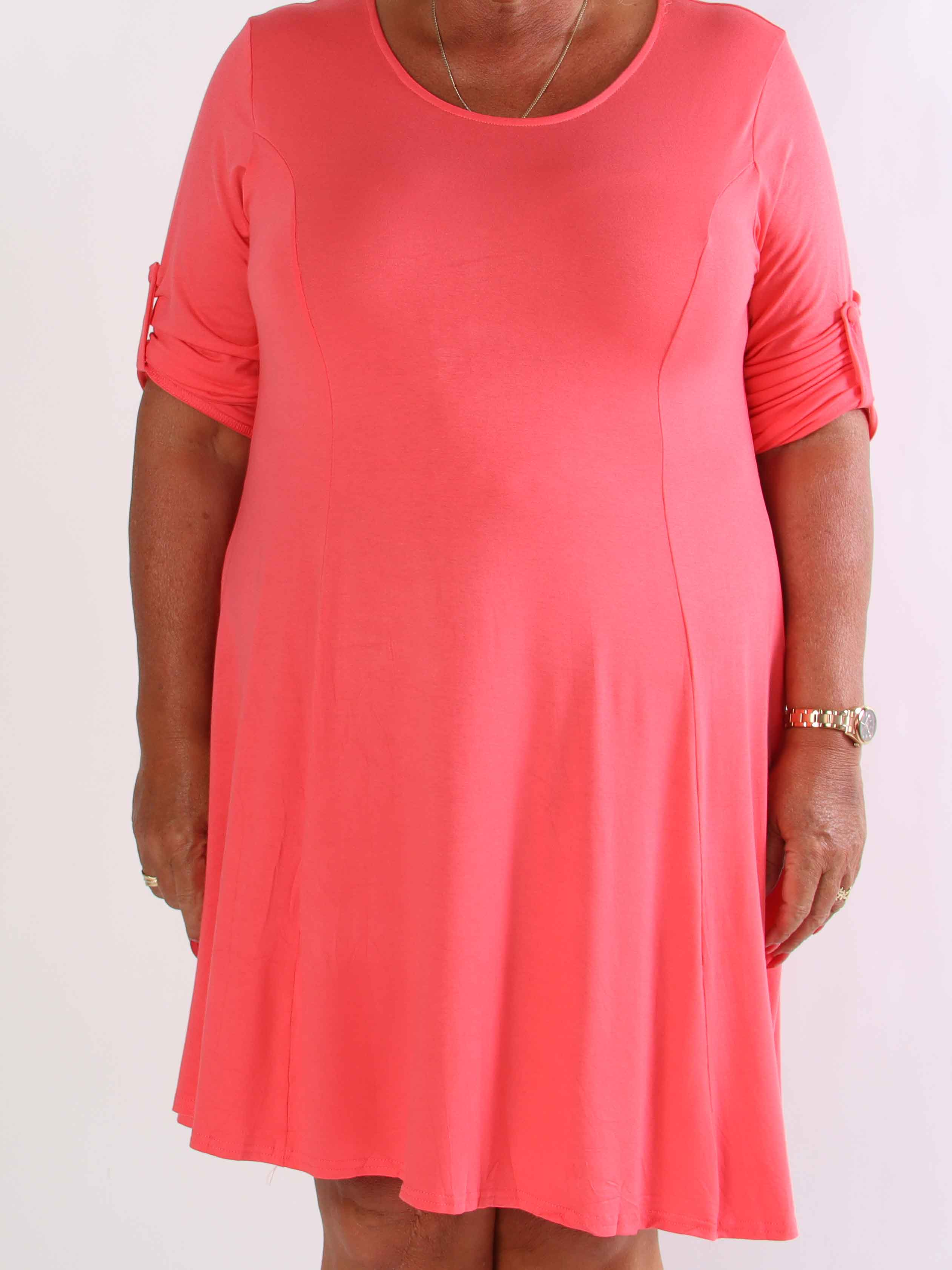 Marlene Plain - Ensfarvet kjole i viskose med a-facon