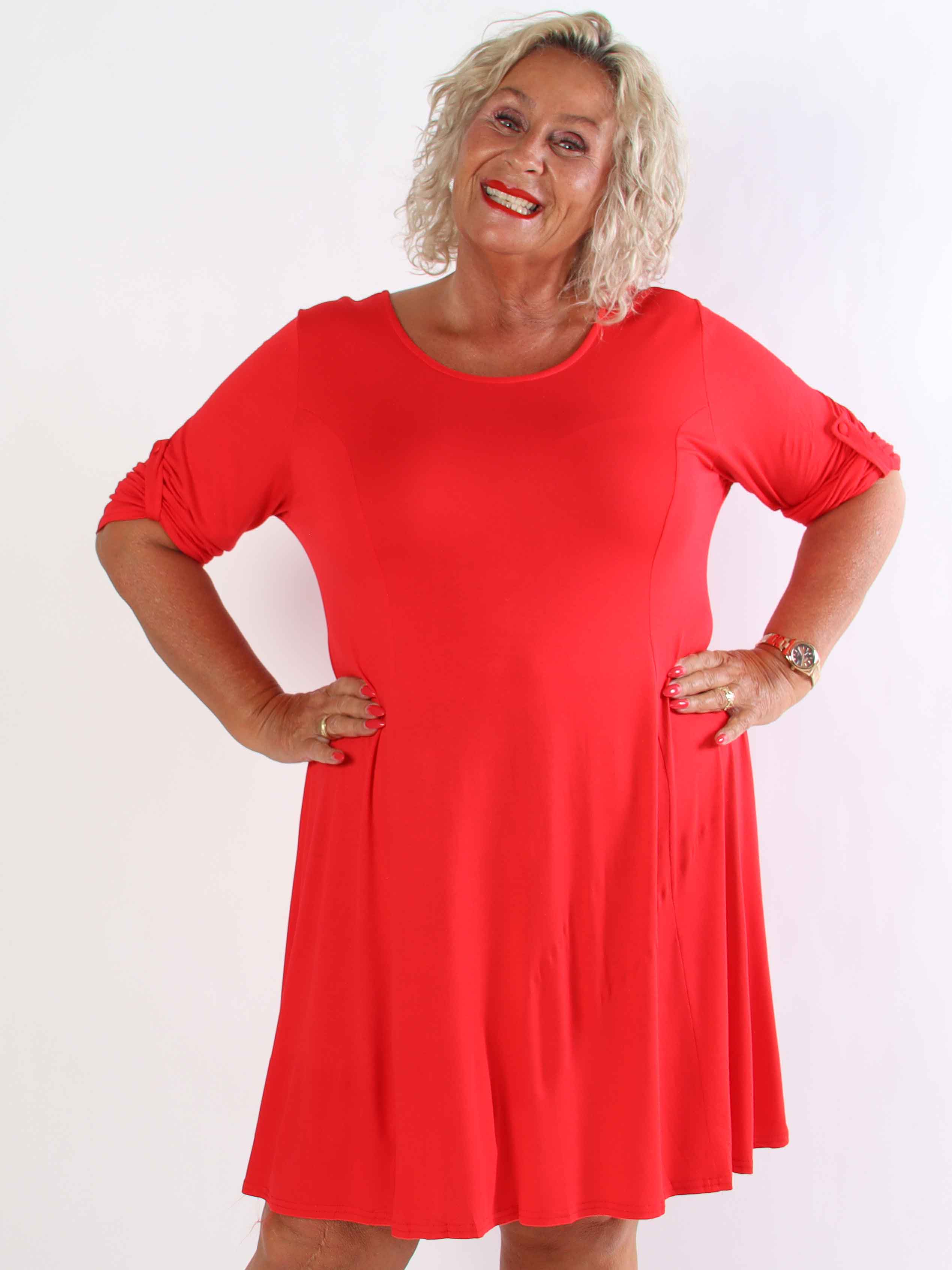 Marlene Plain - Ensfarvet kjole i viskose med a-facon