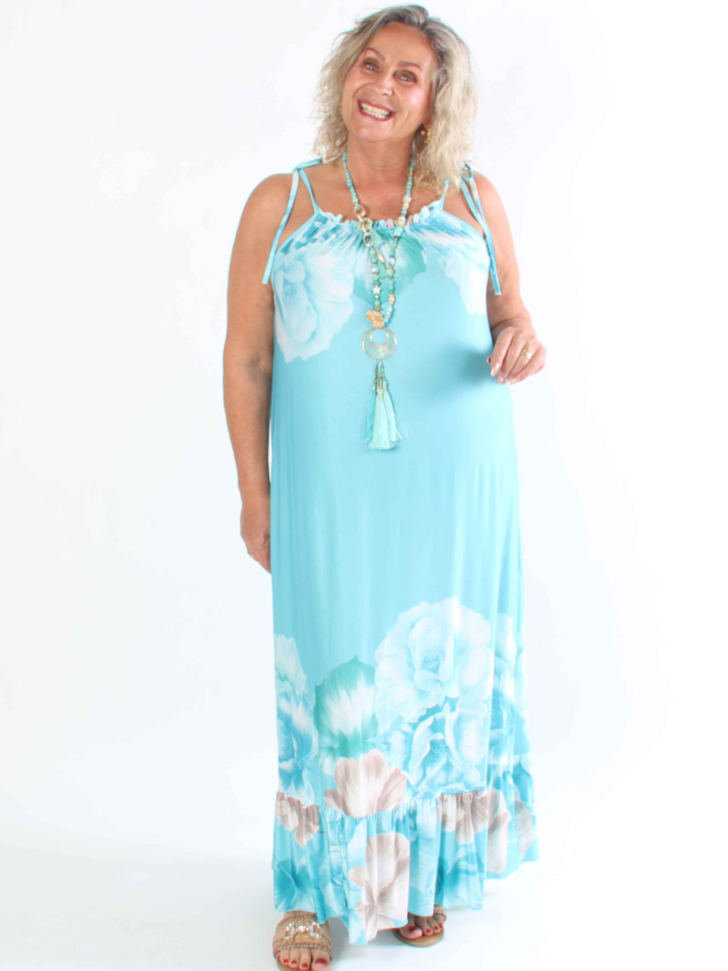 Maya - Elastisk plus size sommerkjole med blomster