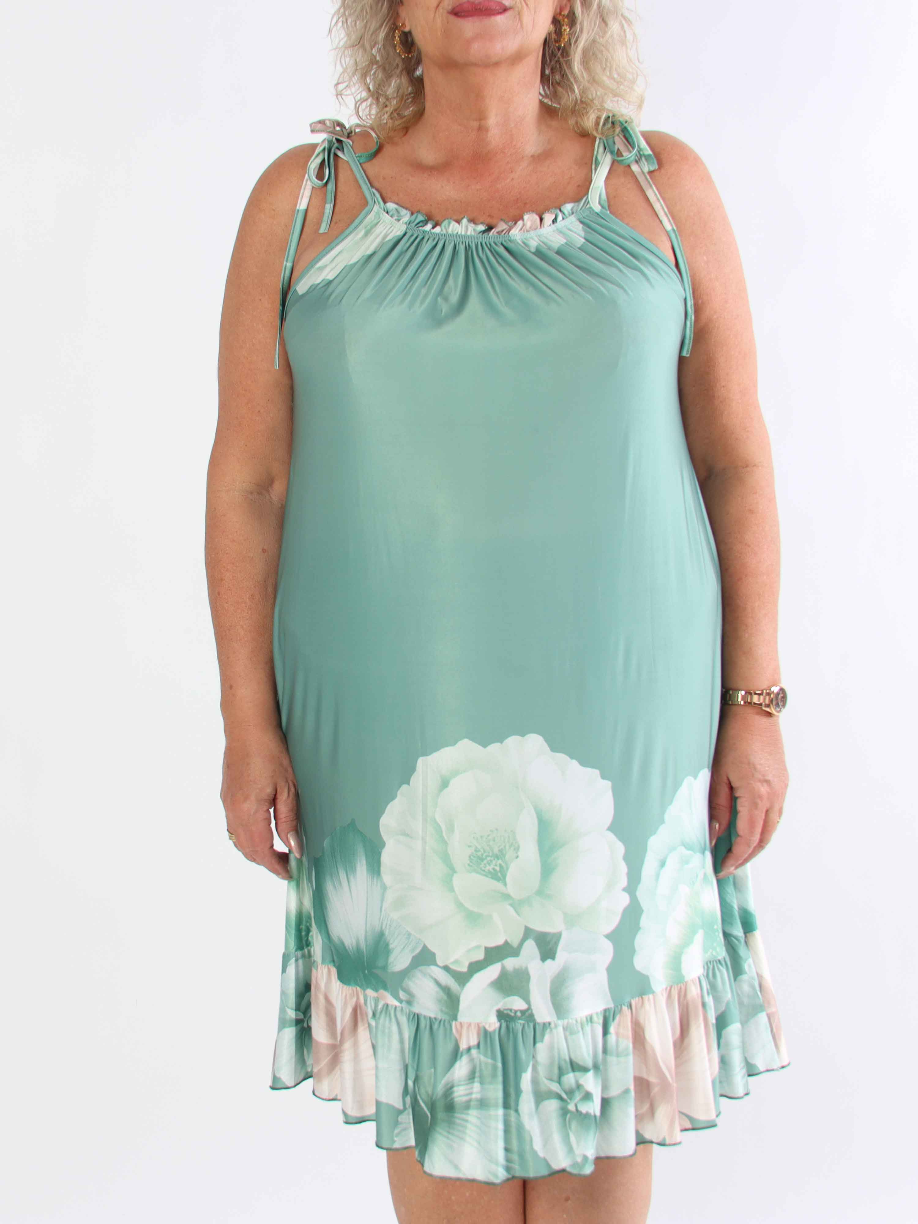 Maya Short - Elastisk plus size sommerkjole med blomsterprint