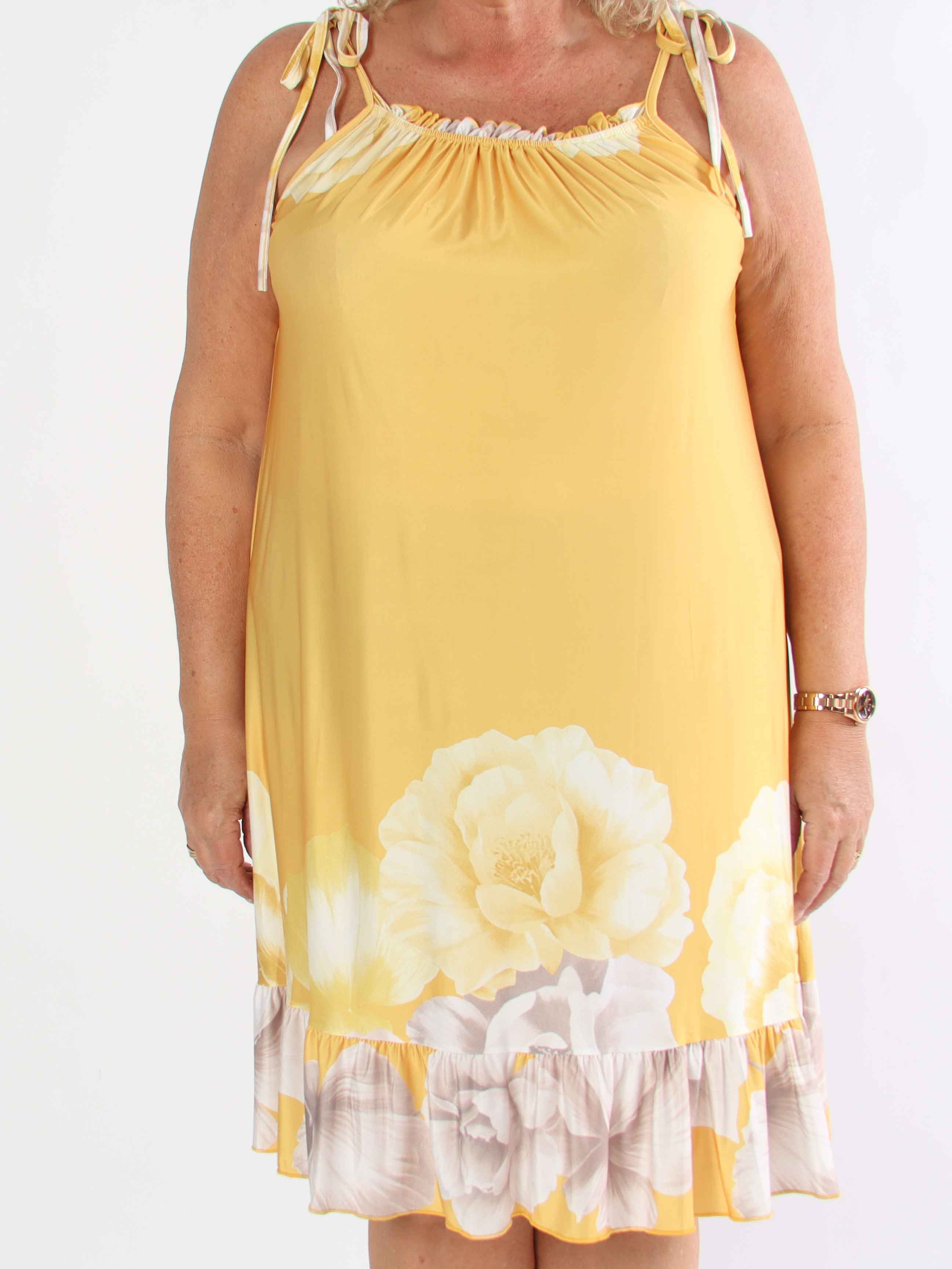 Maya Short - Elastisk plus size sommerkjole med blomsterprint