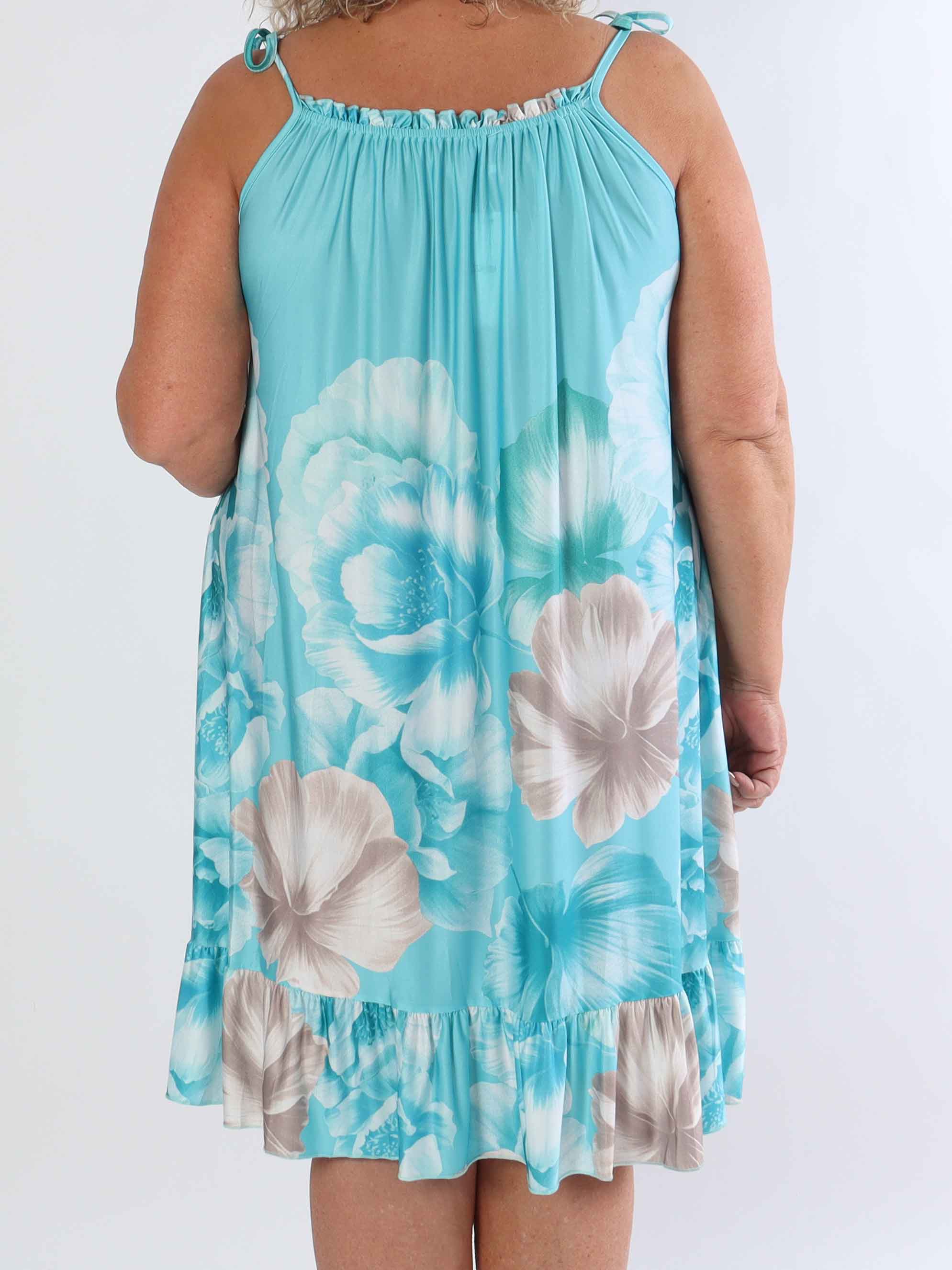 Maya Short - Elastisk plus size sommerkjole med blomsterprint