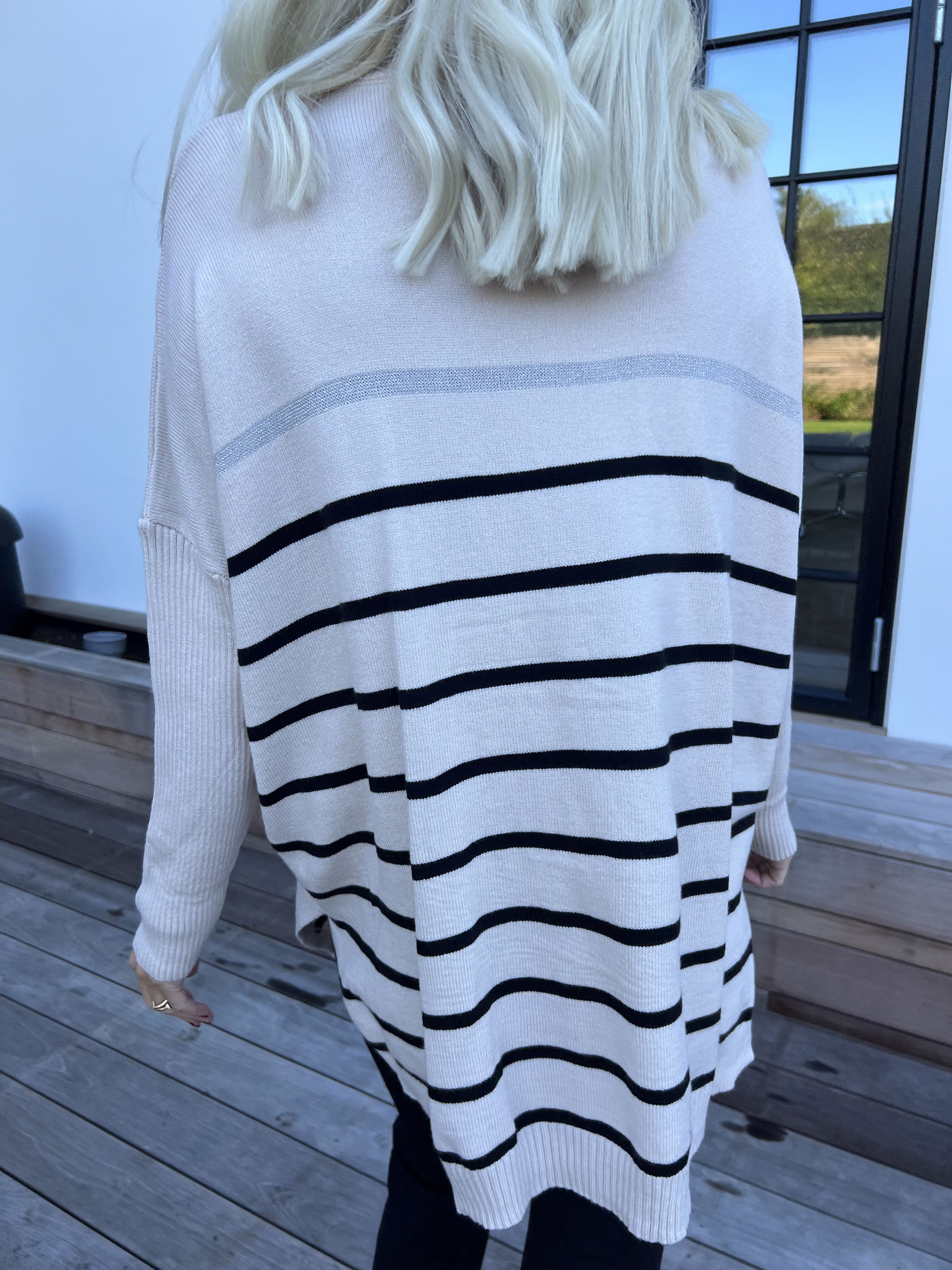 Mei - Stribet elastisk strikbluse i viskose