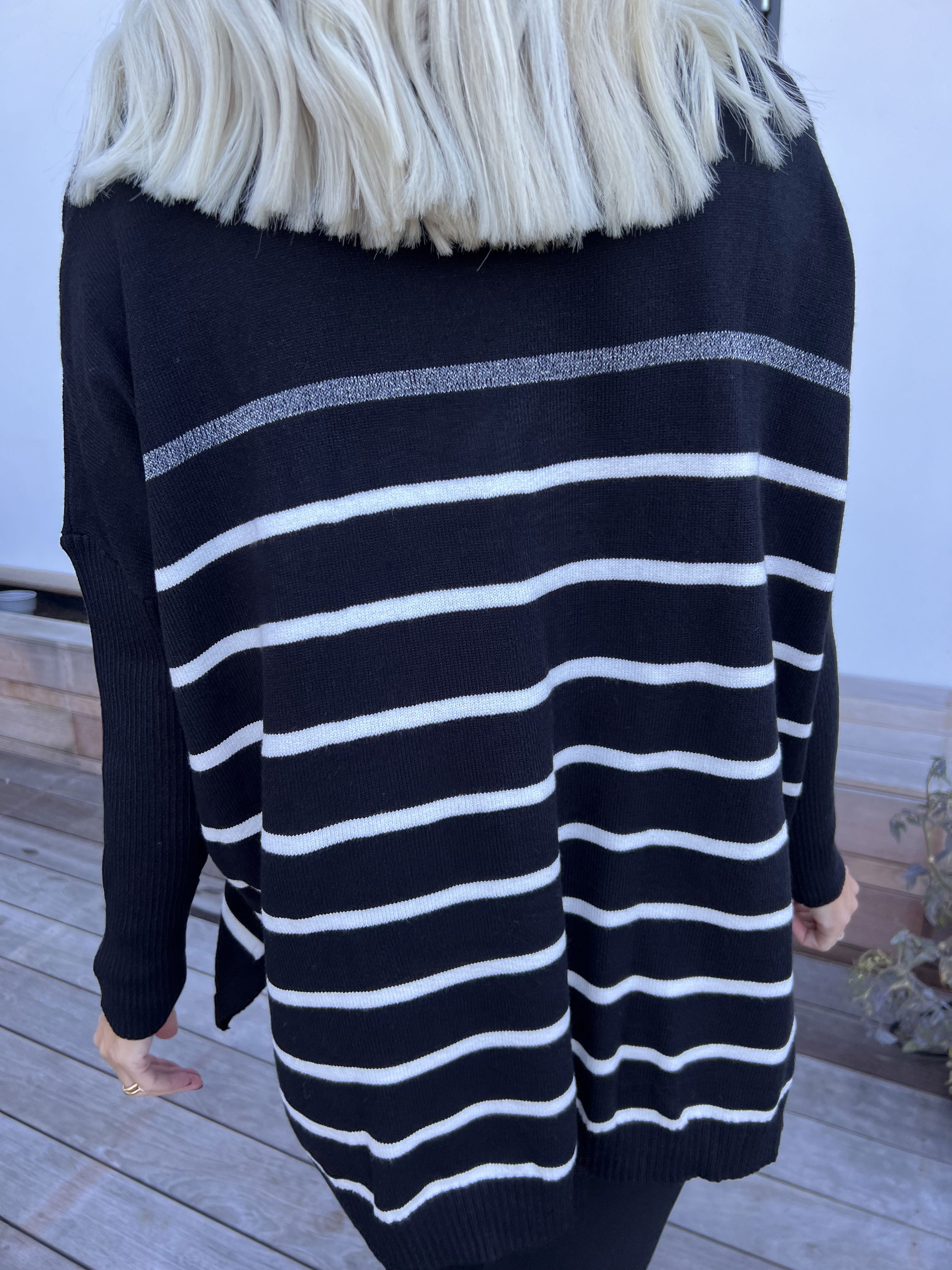 Mei - Stribet elastisk strikbluse i viskose