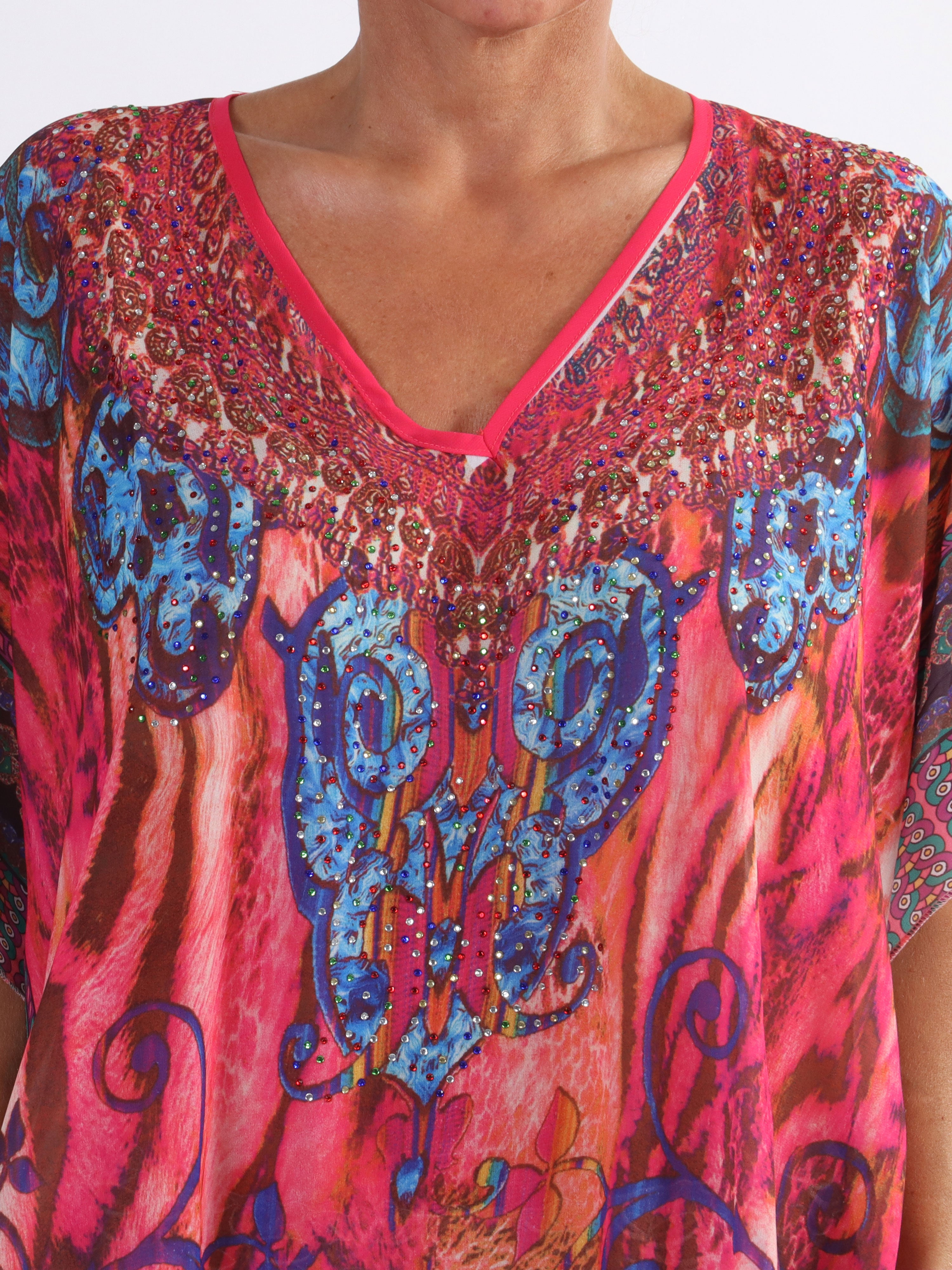 Mellie - Plus size farvet semi-transparent tunika med similisten