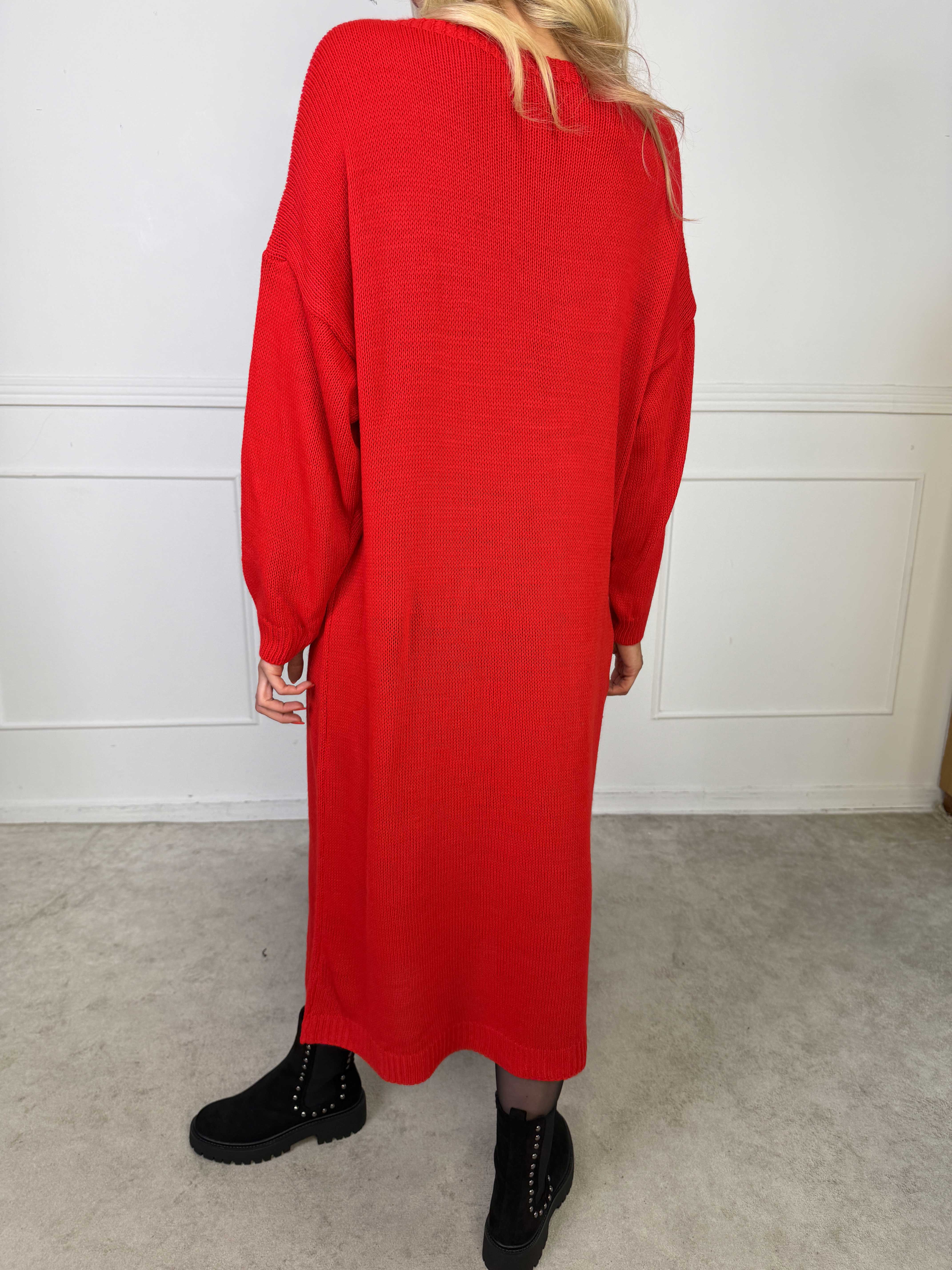 Merry Long - Julestrikkjole med guld skrift