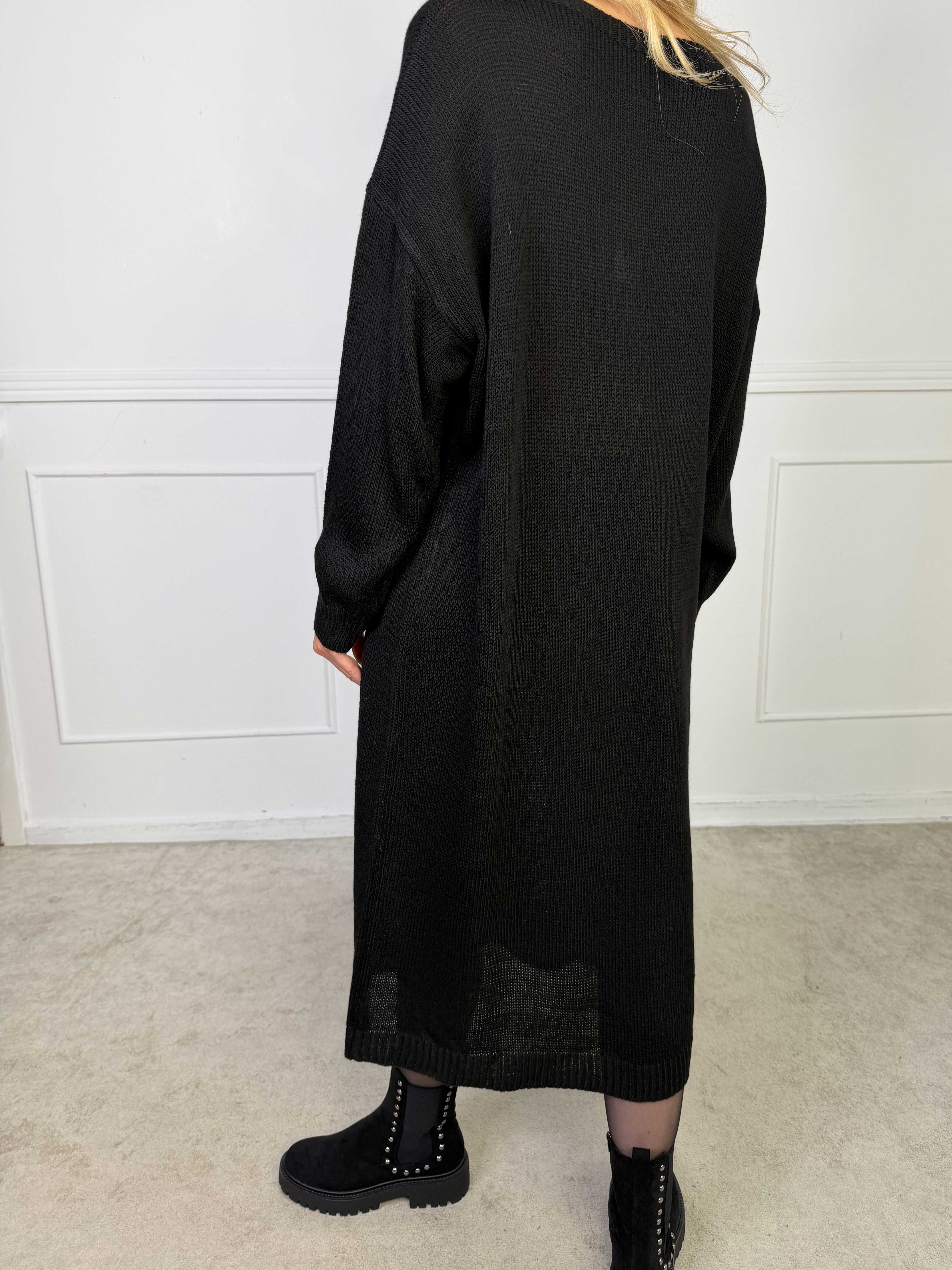 Merry Long - Julestrikkjole med guld skrift