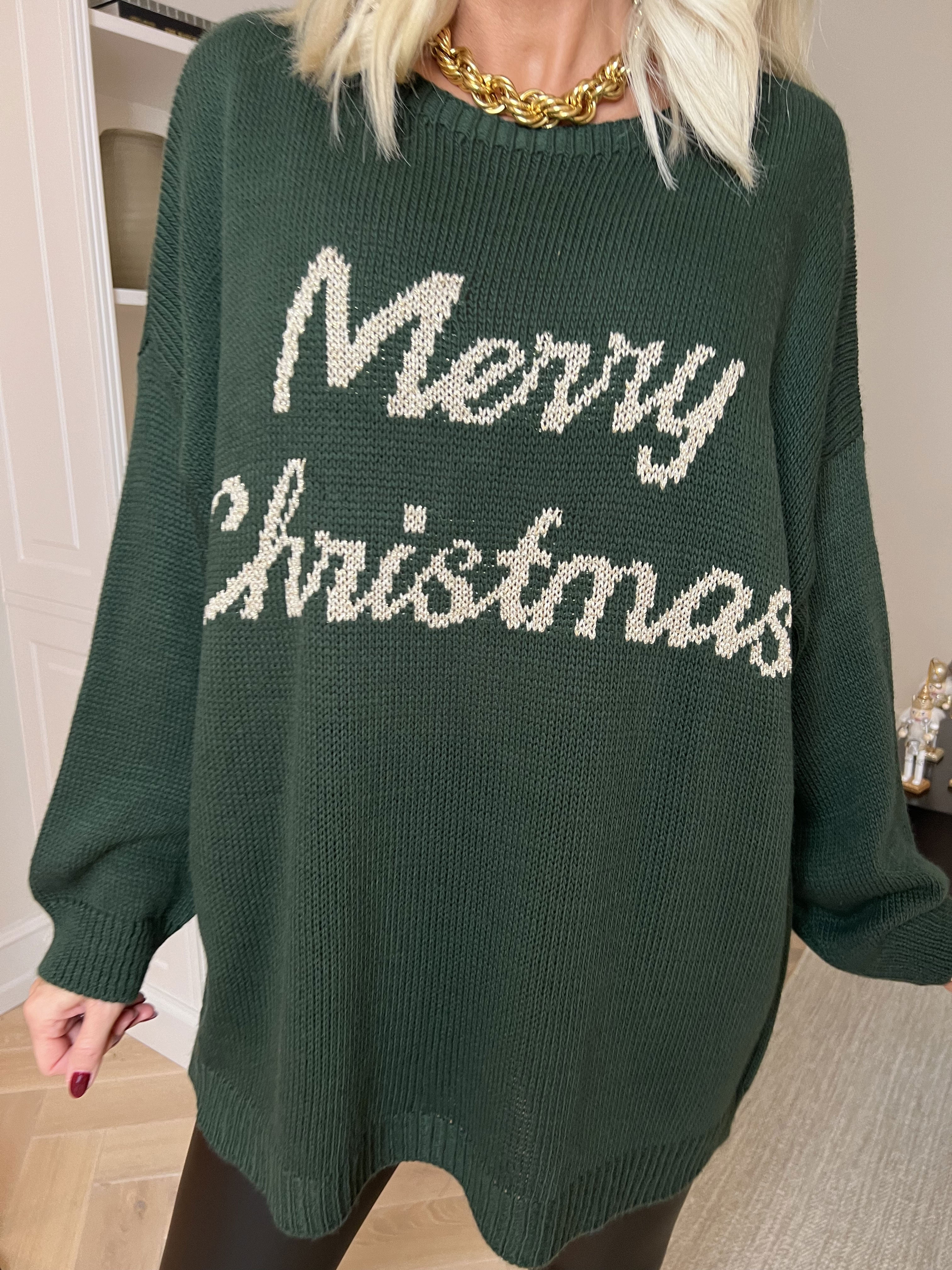 Merry - Julestrik med guld skrift