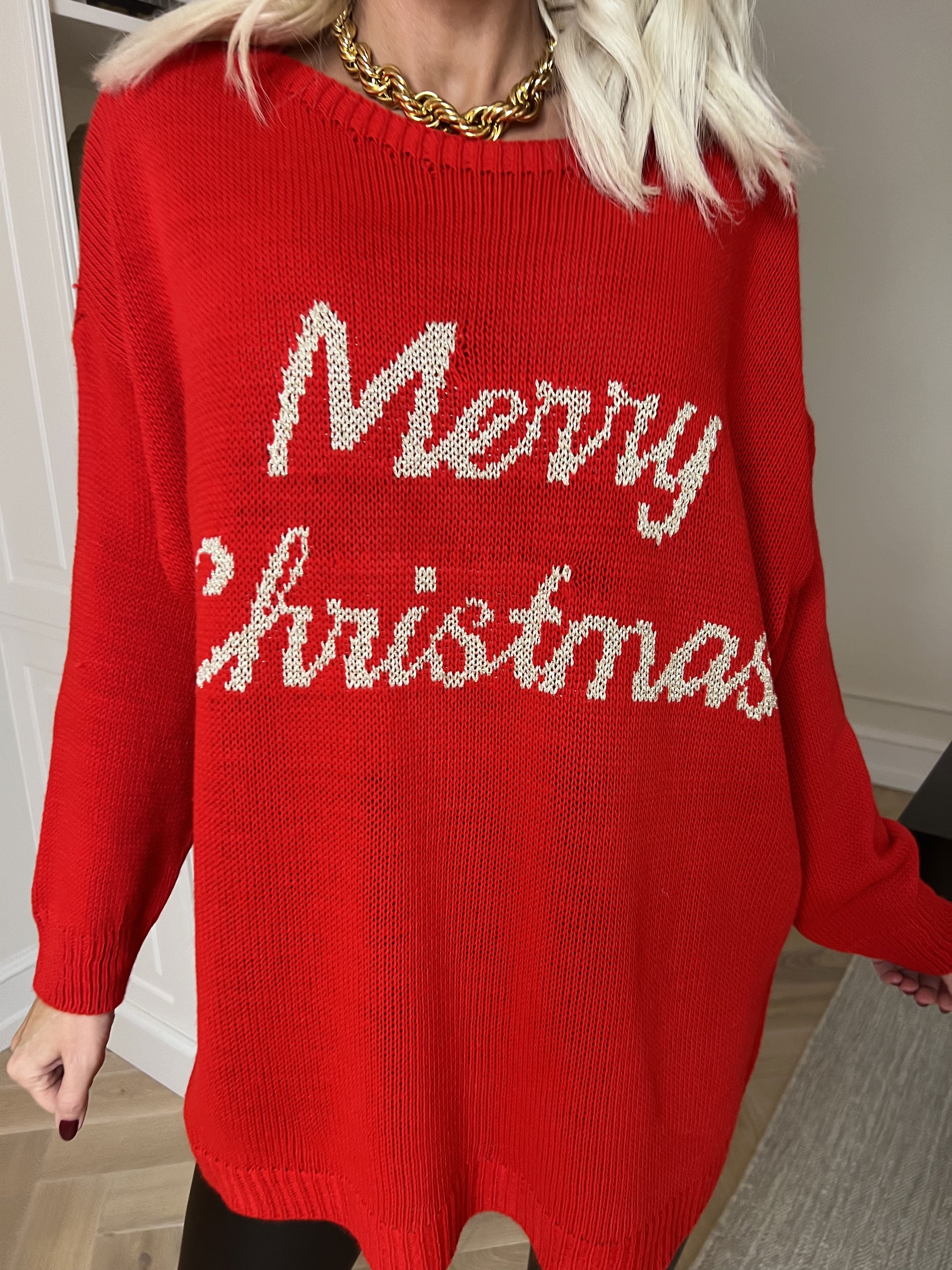 Merry - Julestrik med guld skrift