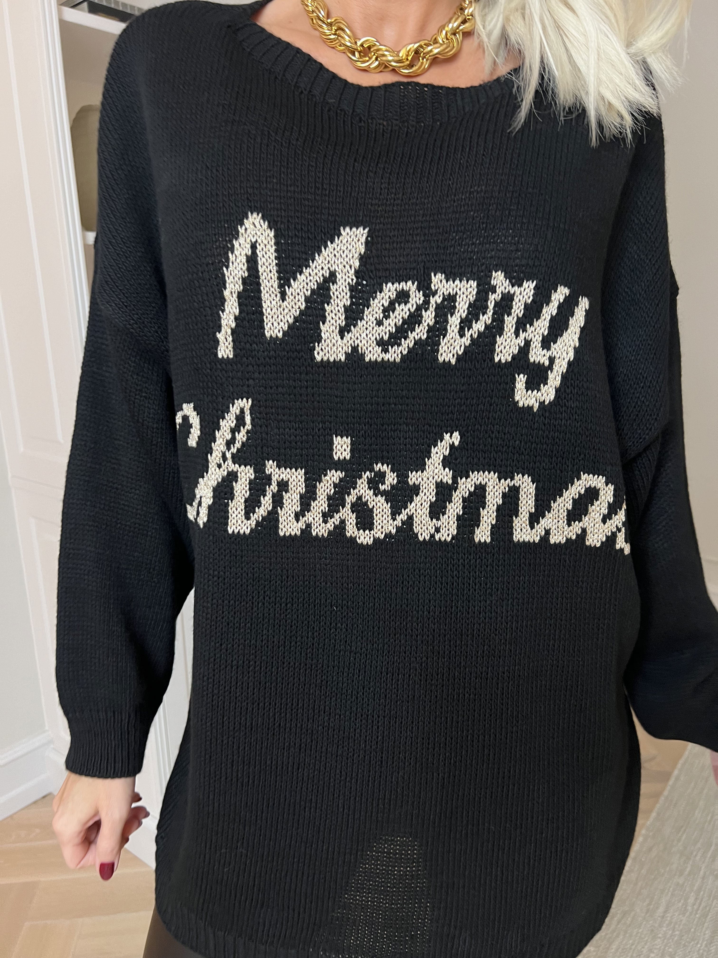 Merry - Julestrik med guld skrift