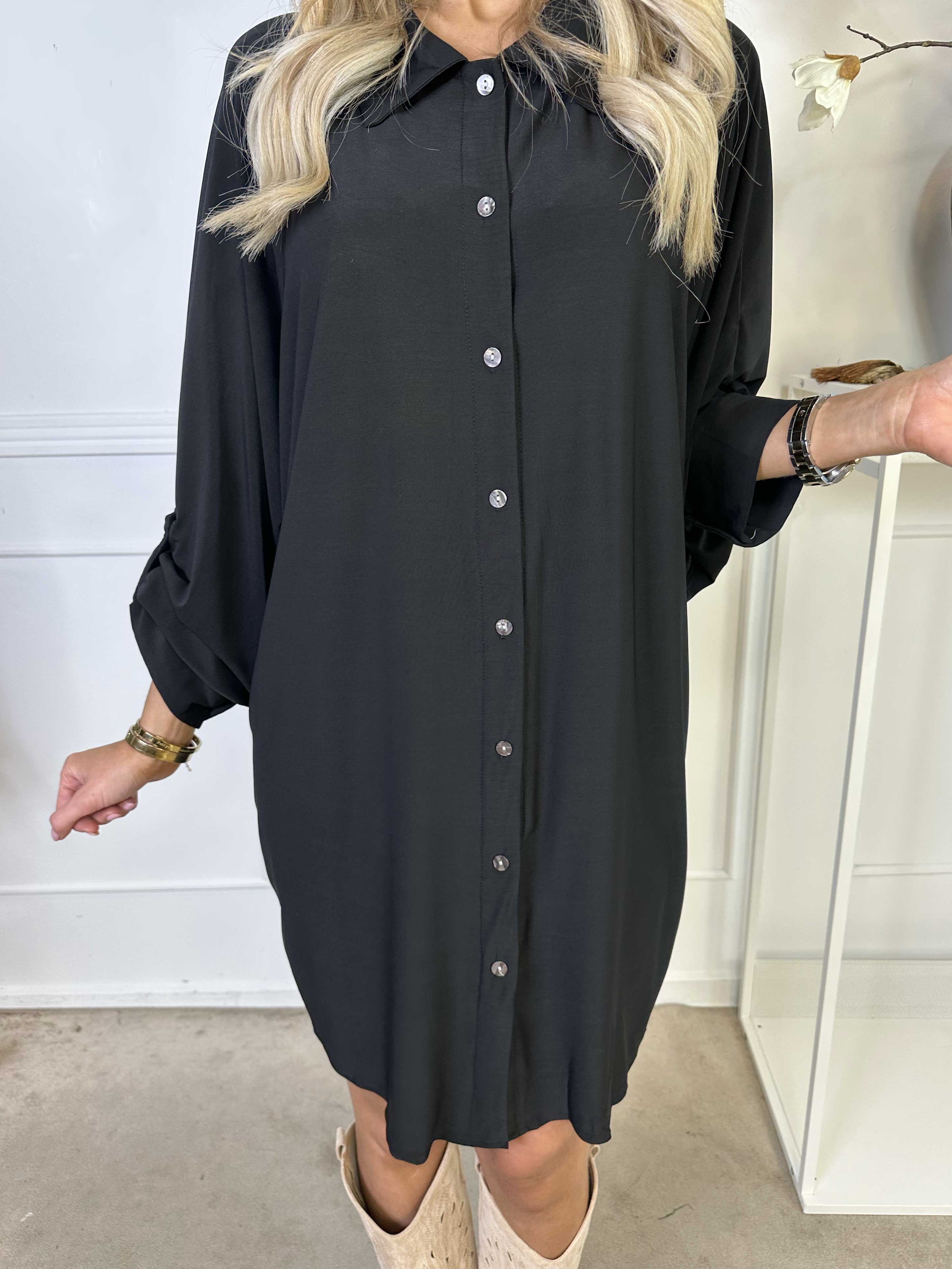 Mia - Plain elastisk skjortekjole