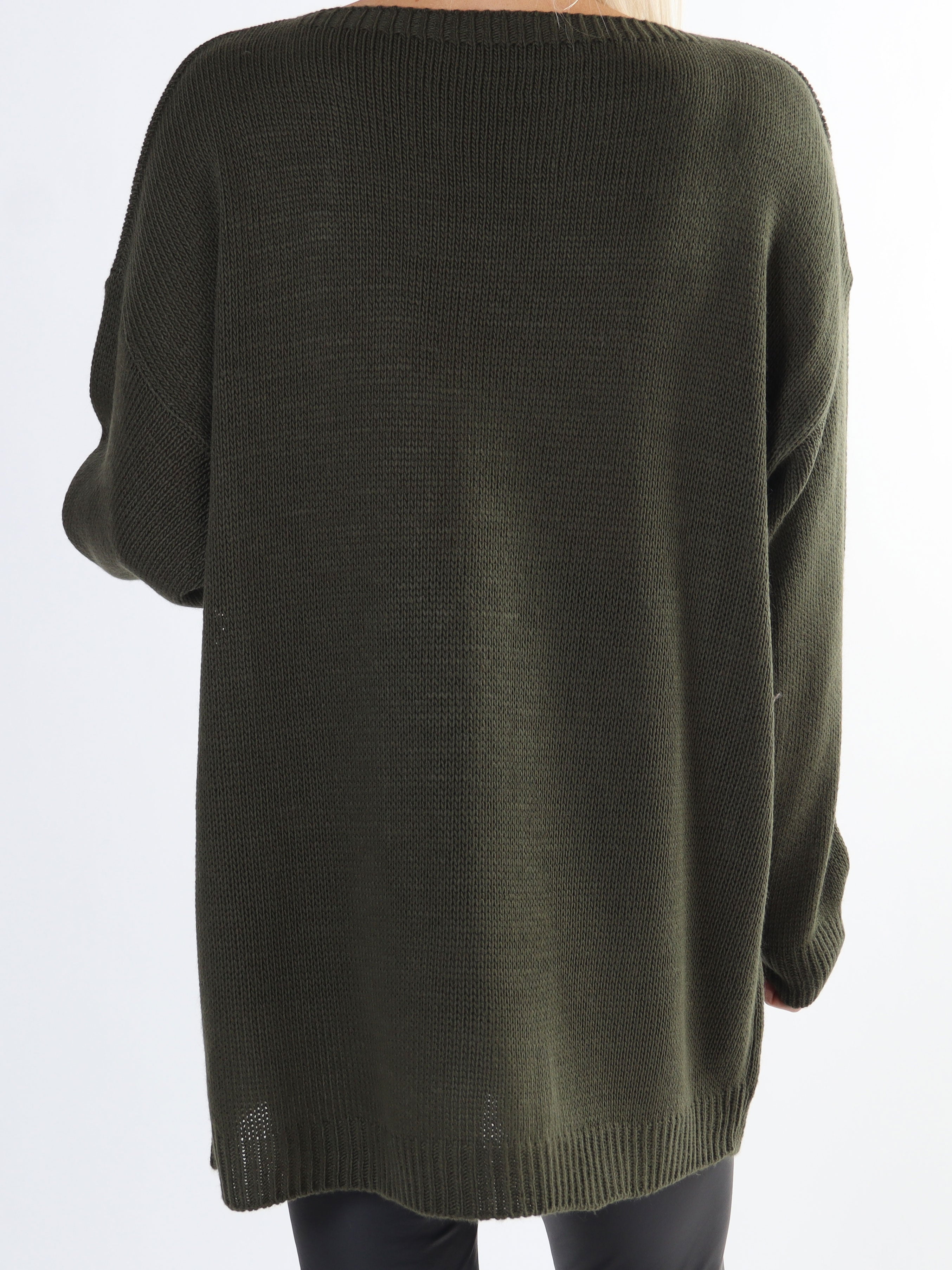 Mia - Plus size strikbluse med firkløver på