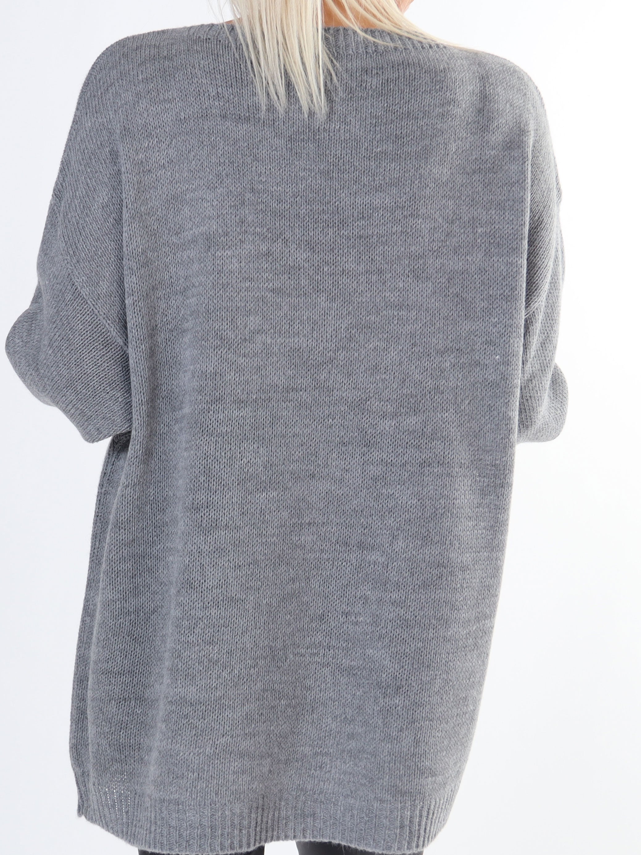 Mia - Plus size strikbluse med firkløver på