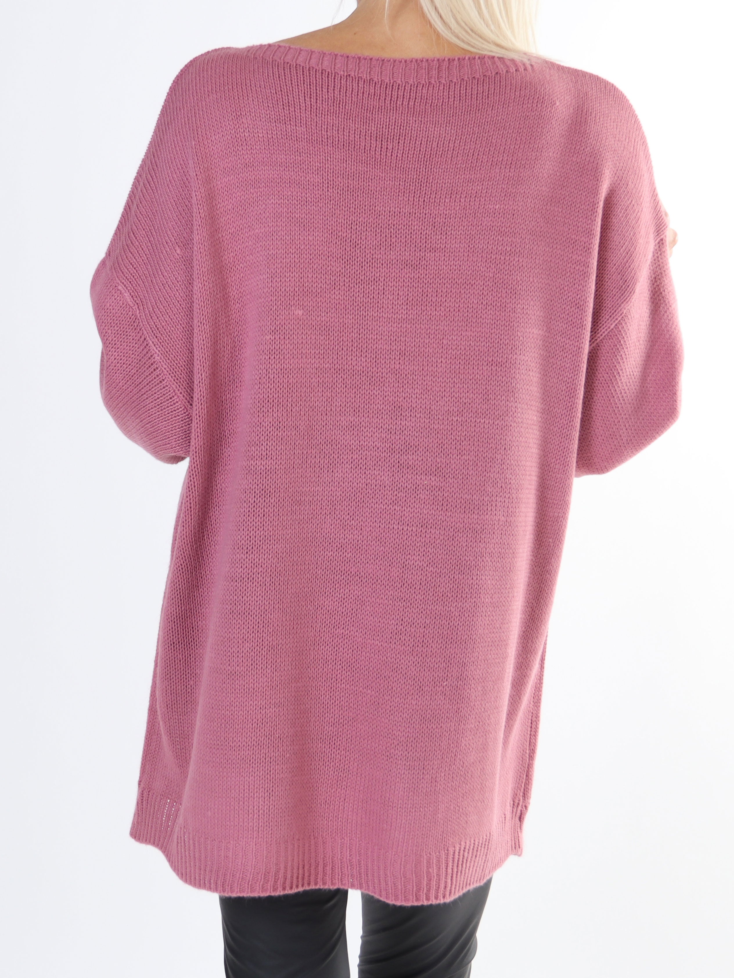 Mia - Plus size strikbluse med firkløver på