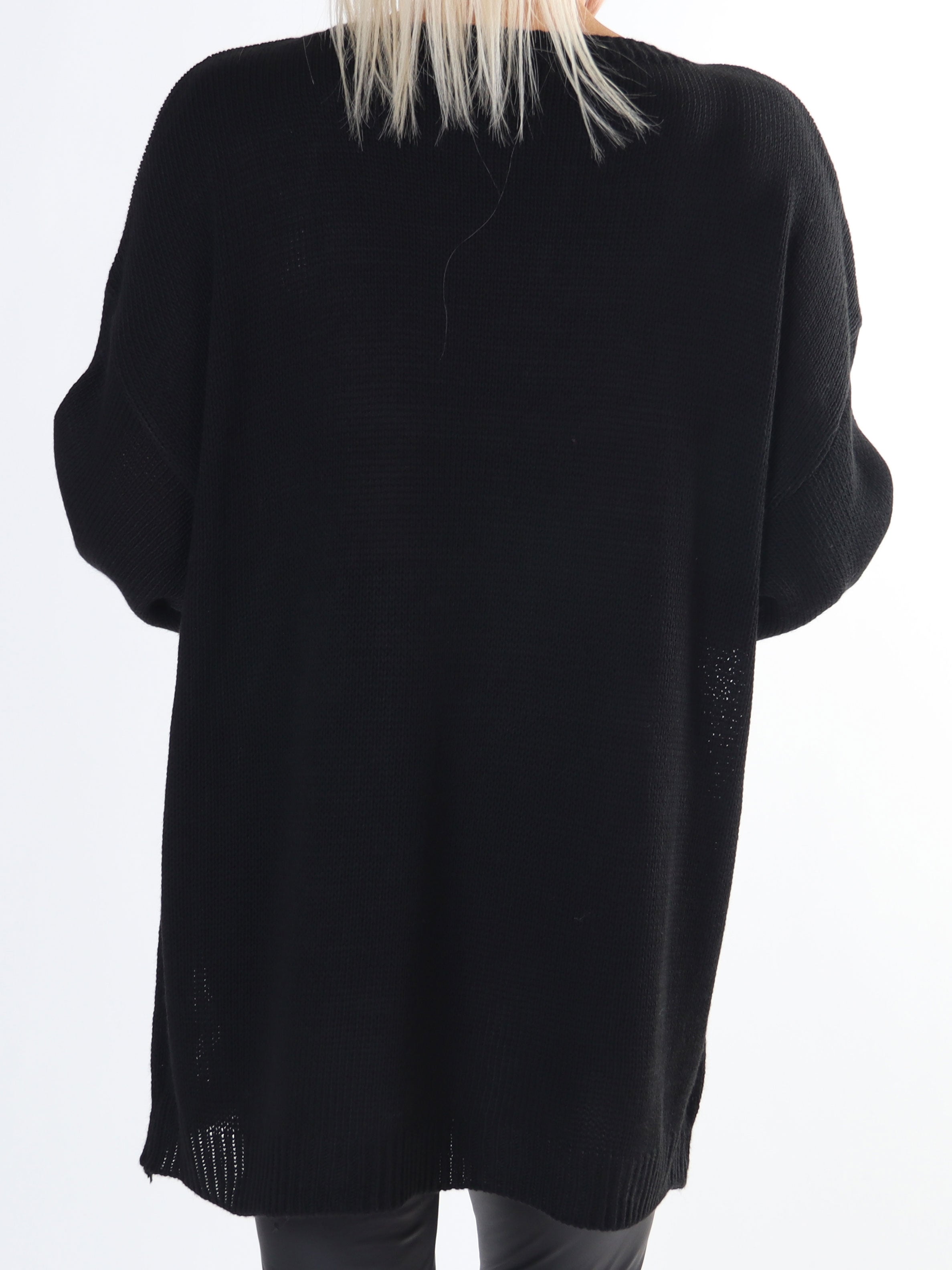 Mia - Plus size strikbluse med firkløver på