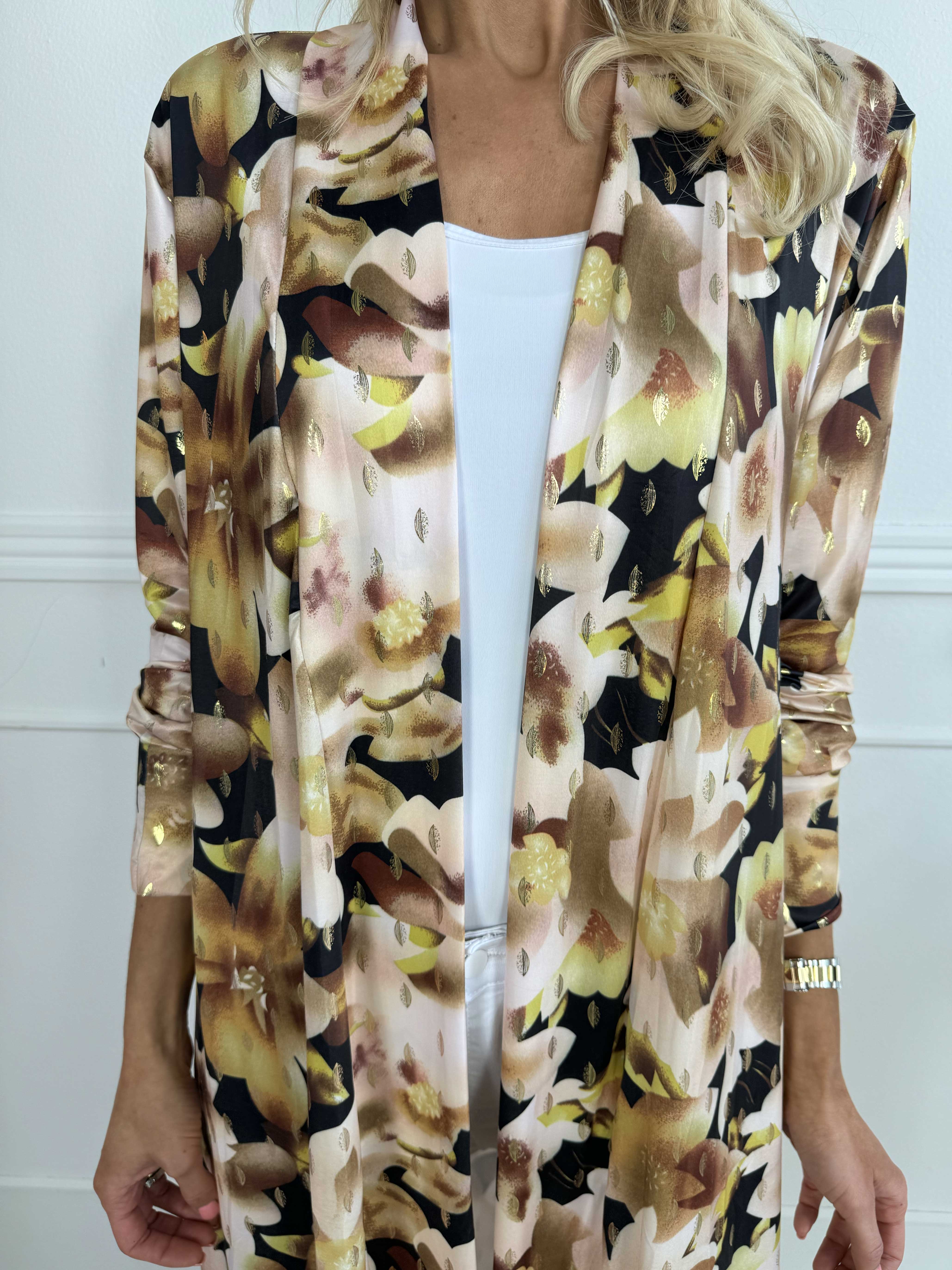 Mikkala Sweet Flower - Elastisk cardigan med print